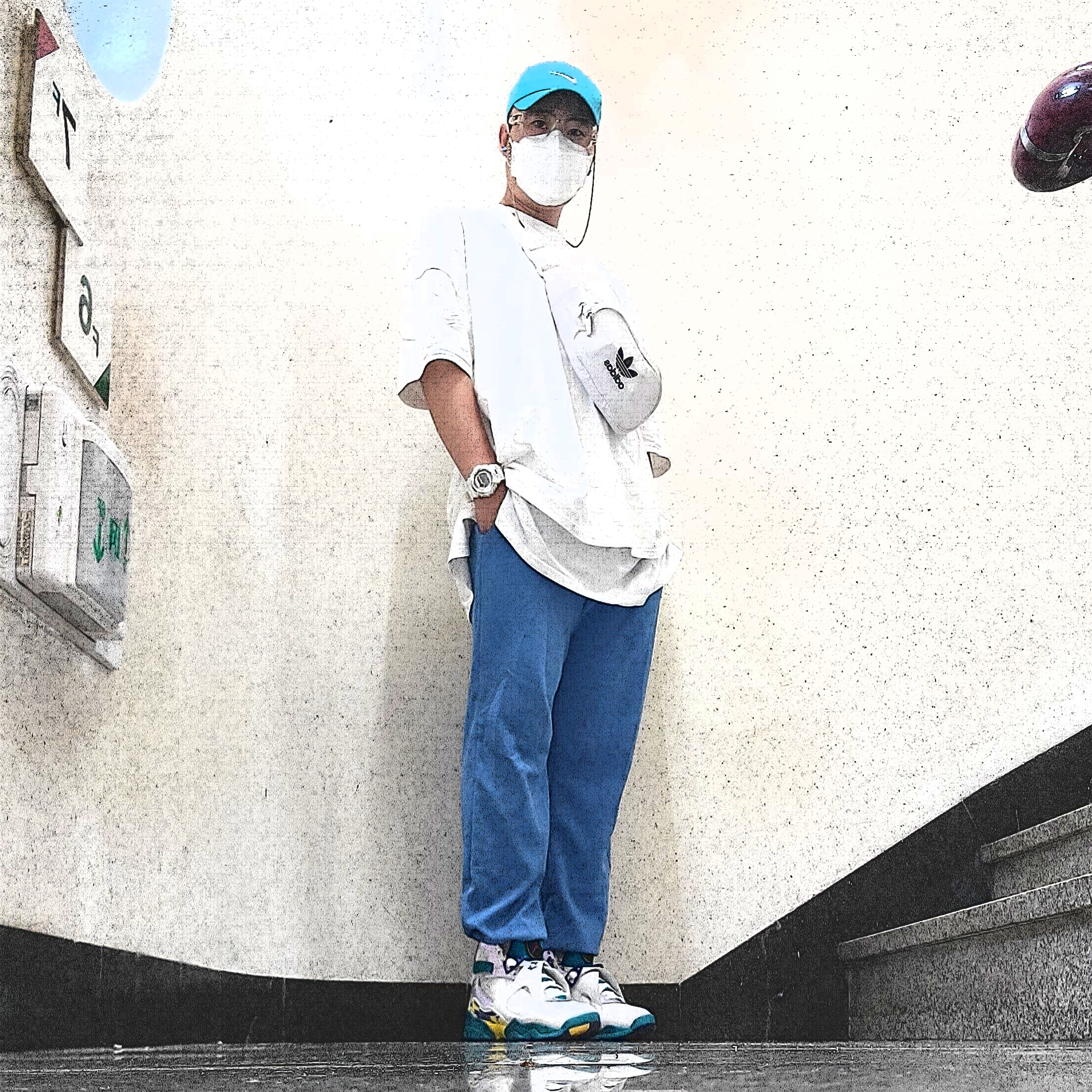 (W) Jordan 8 Retro White Aqua 2019 착용 스타일 - 1