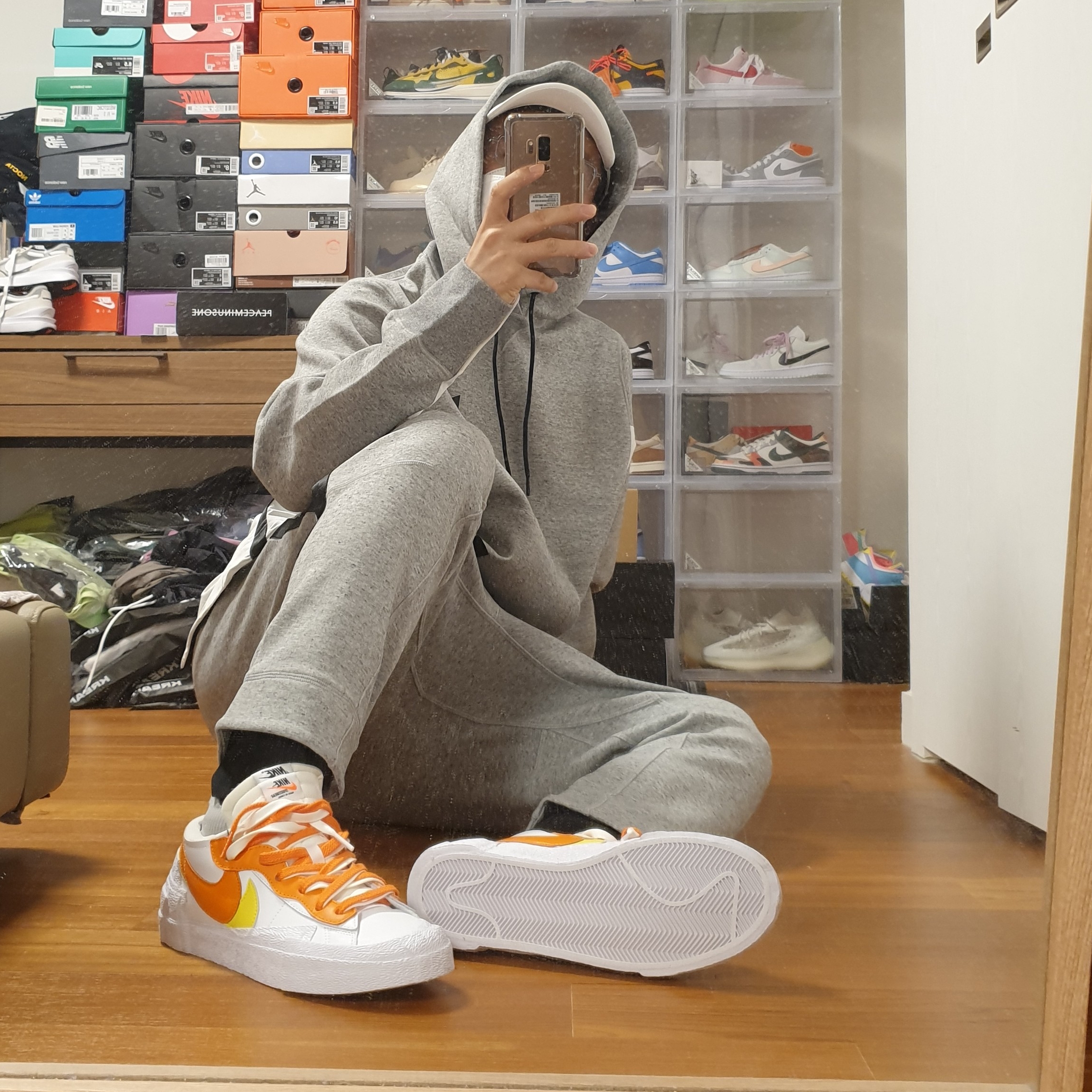 Nike x Sacai Blazer Low Magma Orange 착용 스타일 - 5