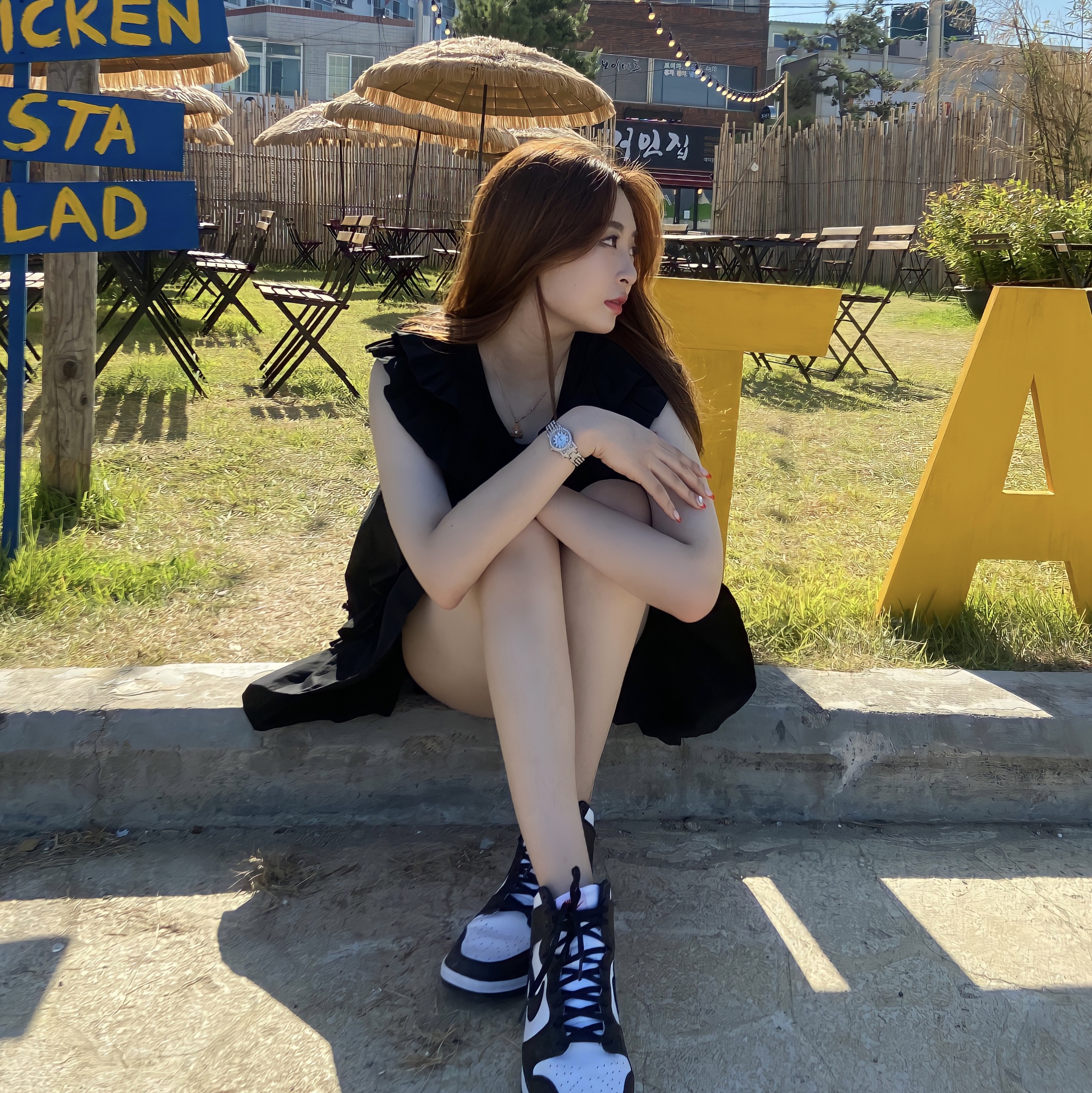 Nike Dunk High Retro Black and White 착용 스타일 - 1
