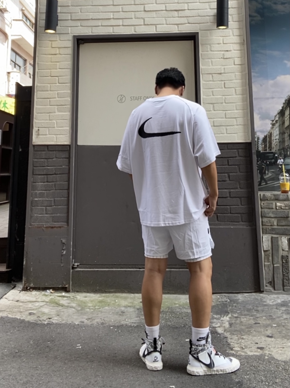 Nike x Off-White NRG Short Sleeve T-Shirt White, Nike x Off-White NRG Shorts White 착용 스타일 - 2