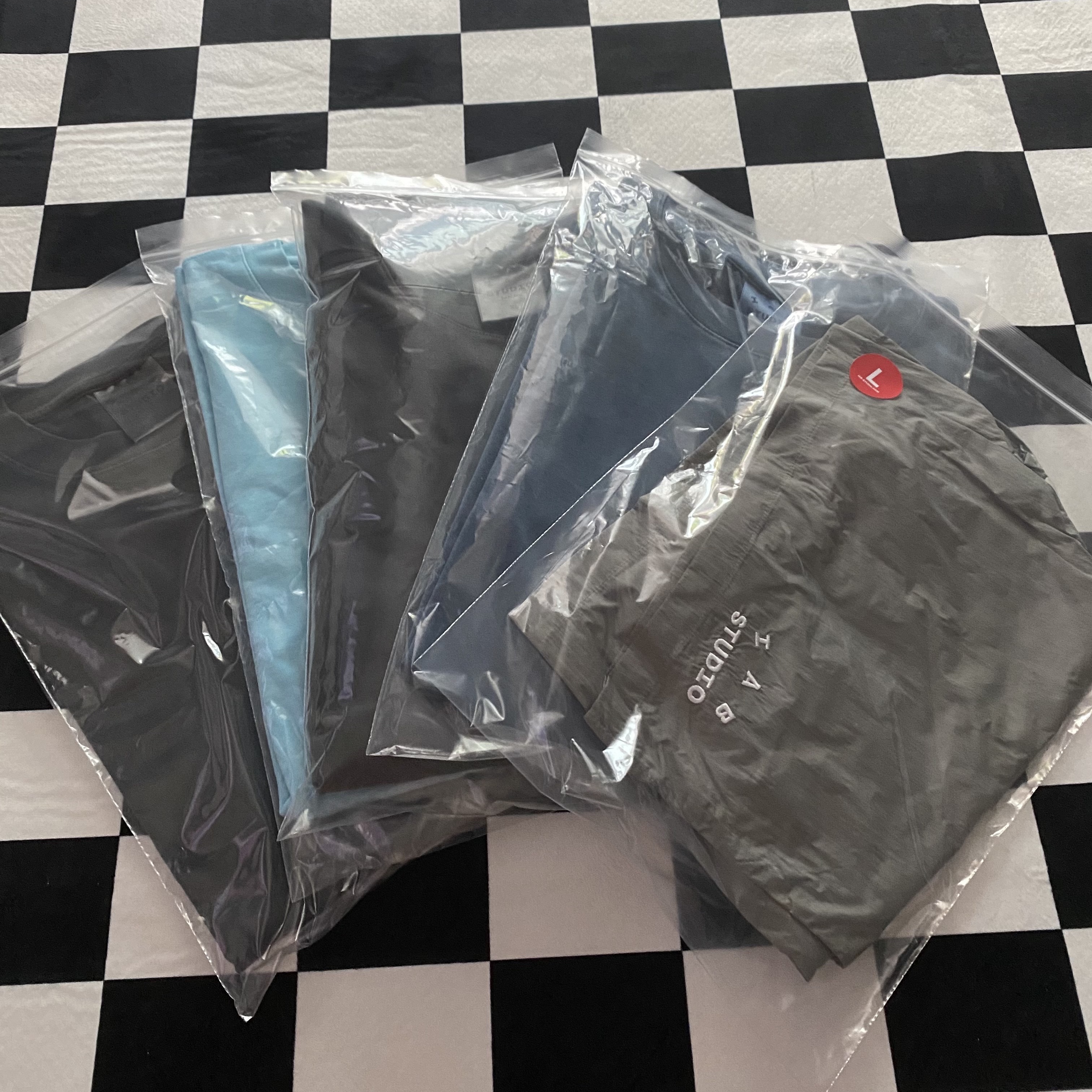 IAB Studio Woven Shorts Gray, IAB Studio Pigment T-Shirt Black 착용 스타일