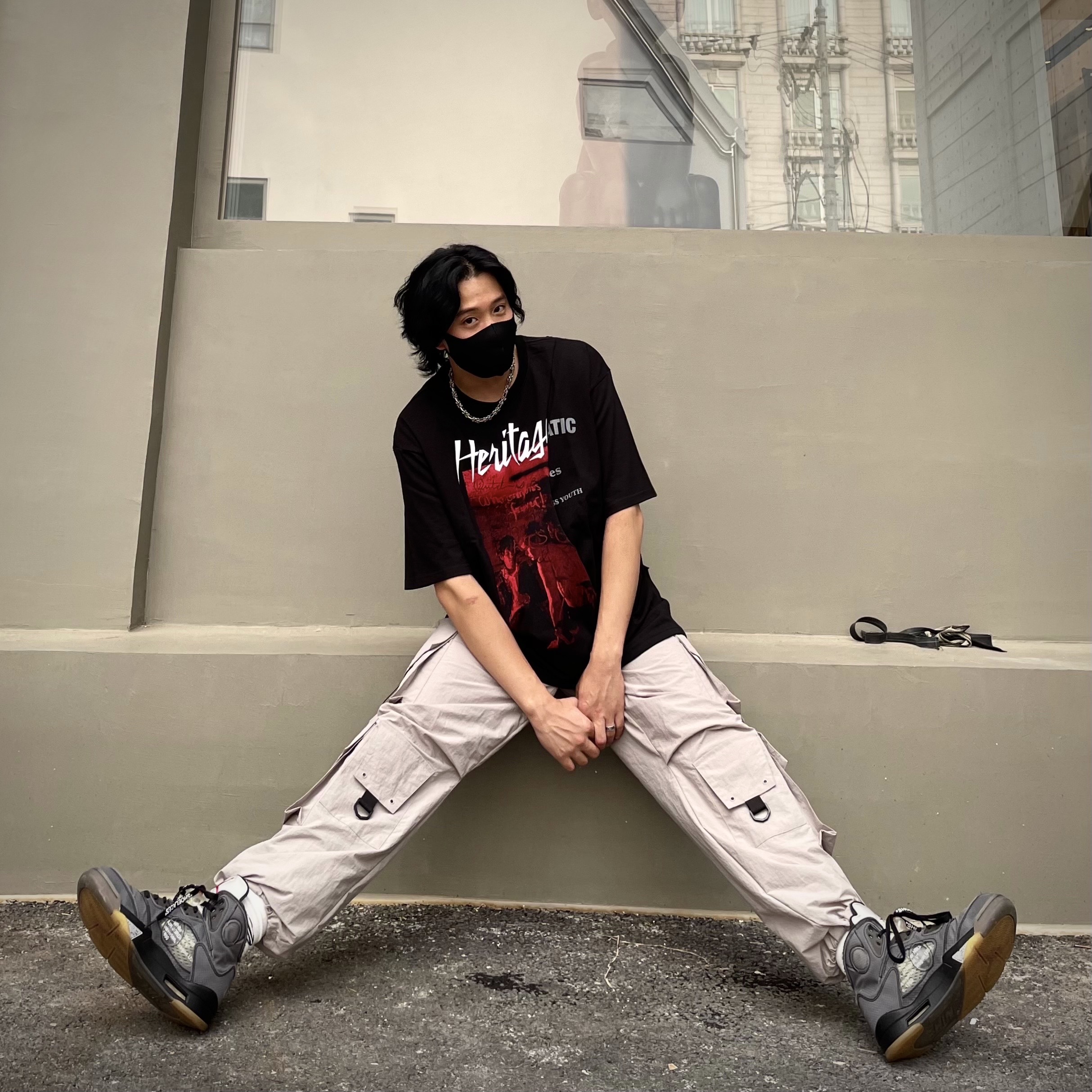 Jordan 5 x Off-White Retro SP Black Muslin 착용 스타일