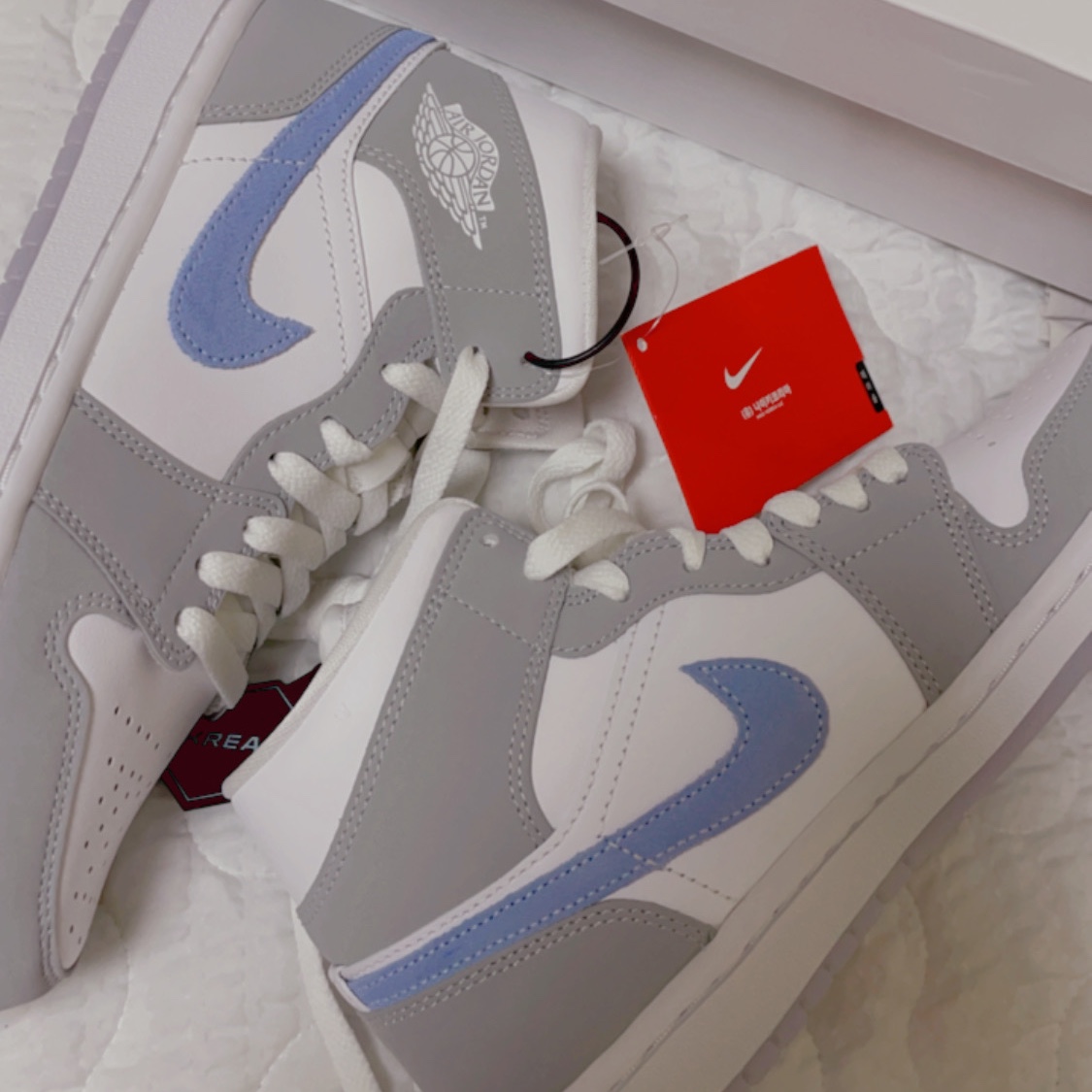 (W) Jordan 1 Mid Wolf Grey 착용 스타일 - 3