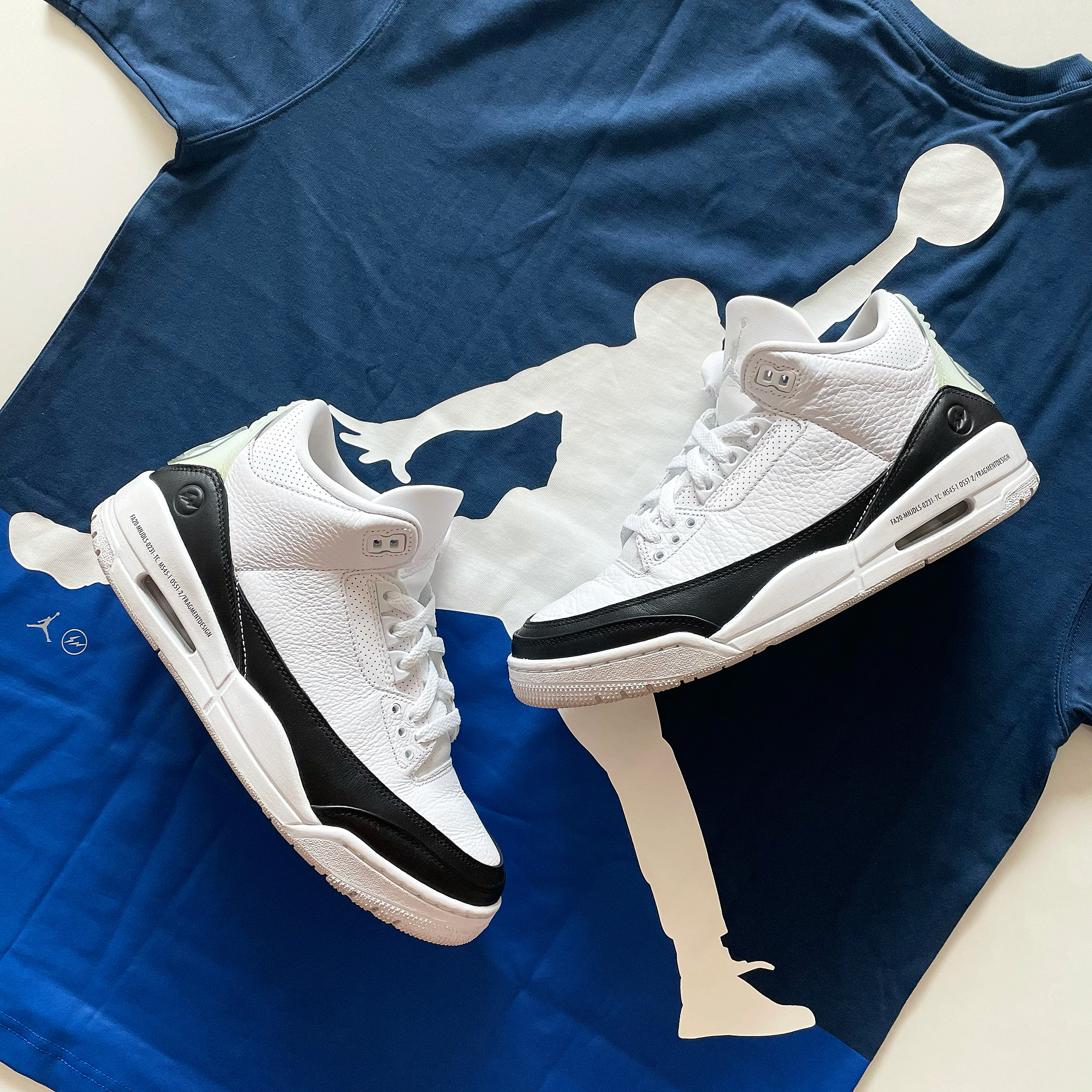 Jordan 3 x Fragment Retro SP White Black, Jordan x Fragment Lifestyle Top Navy - US/EU 착용 스타일