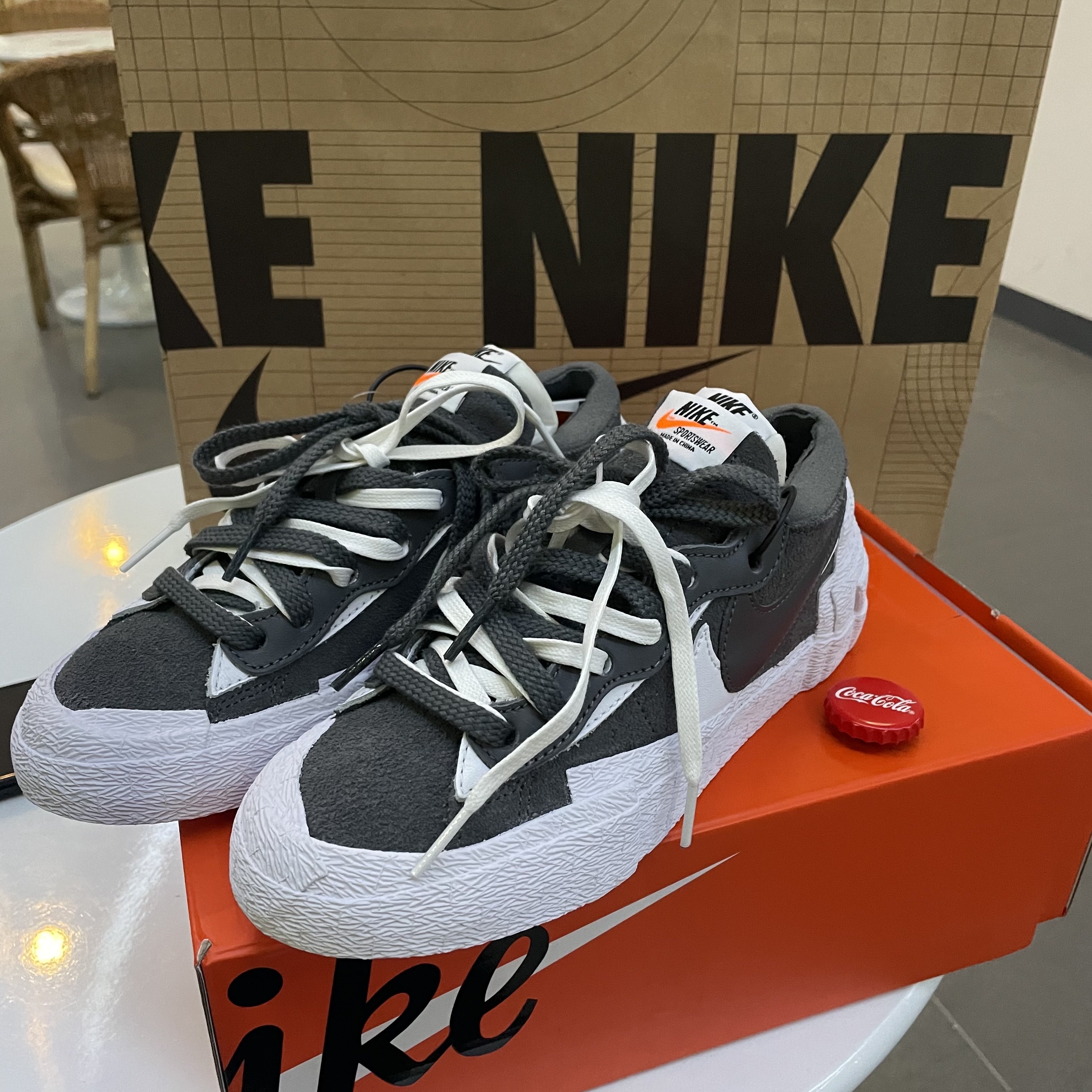Nike x Sacai Blazer Low Iron Grey, (GS) Nike Dunk Low Black 착용 스타일 - 3