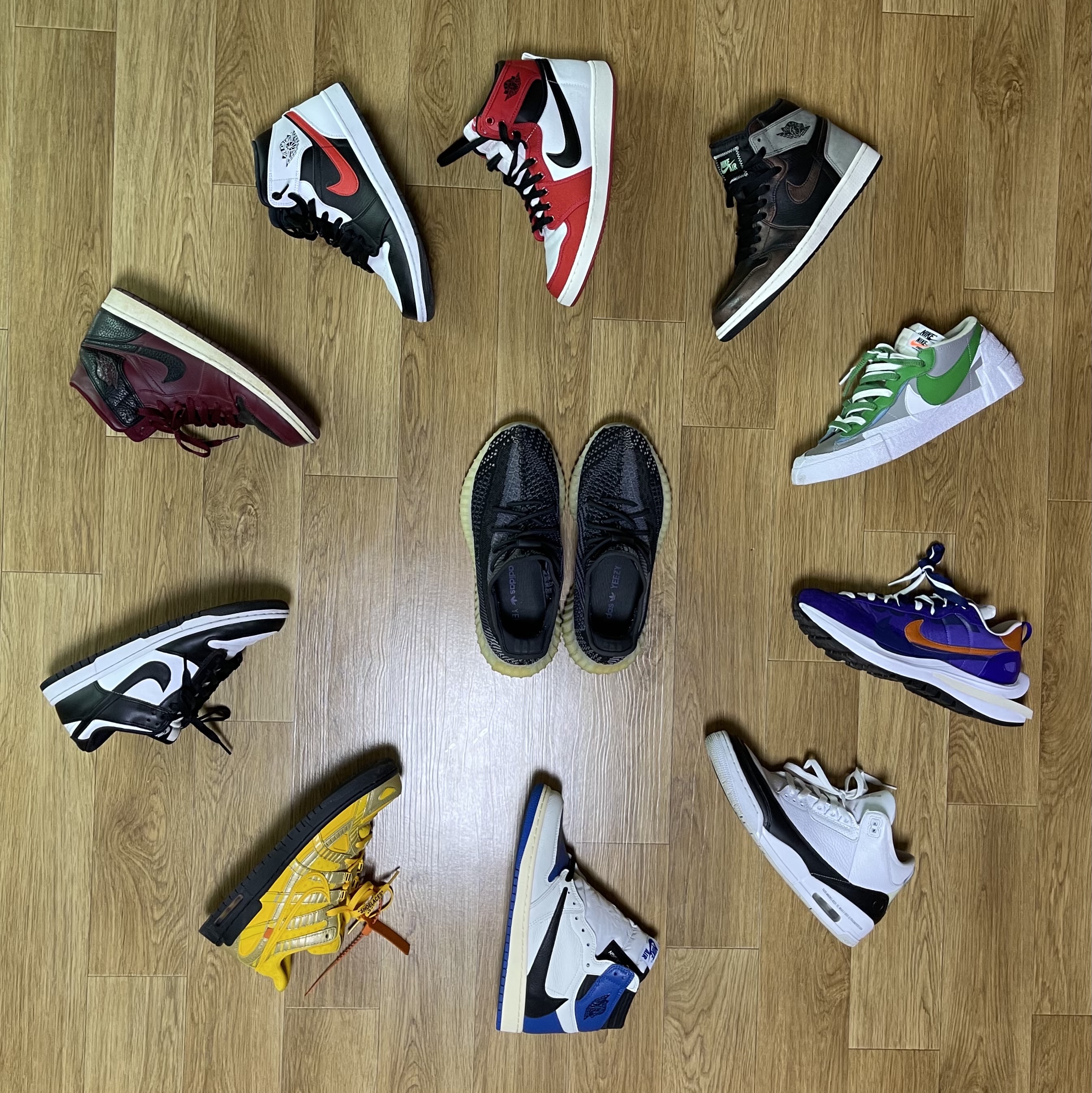 Jordan 1 x Travis Scott x Fragment Retro High OG SP Military Blue, Jordan 3 x Fragment Retro SP White Black 착용 스타일