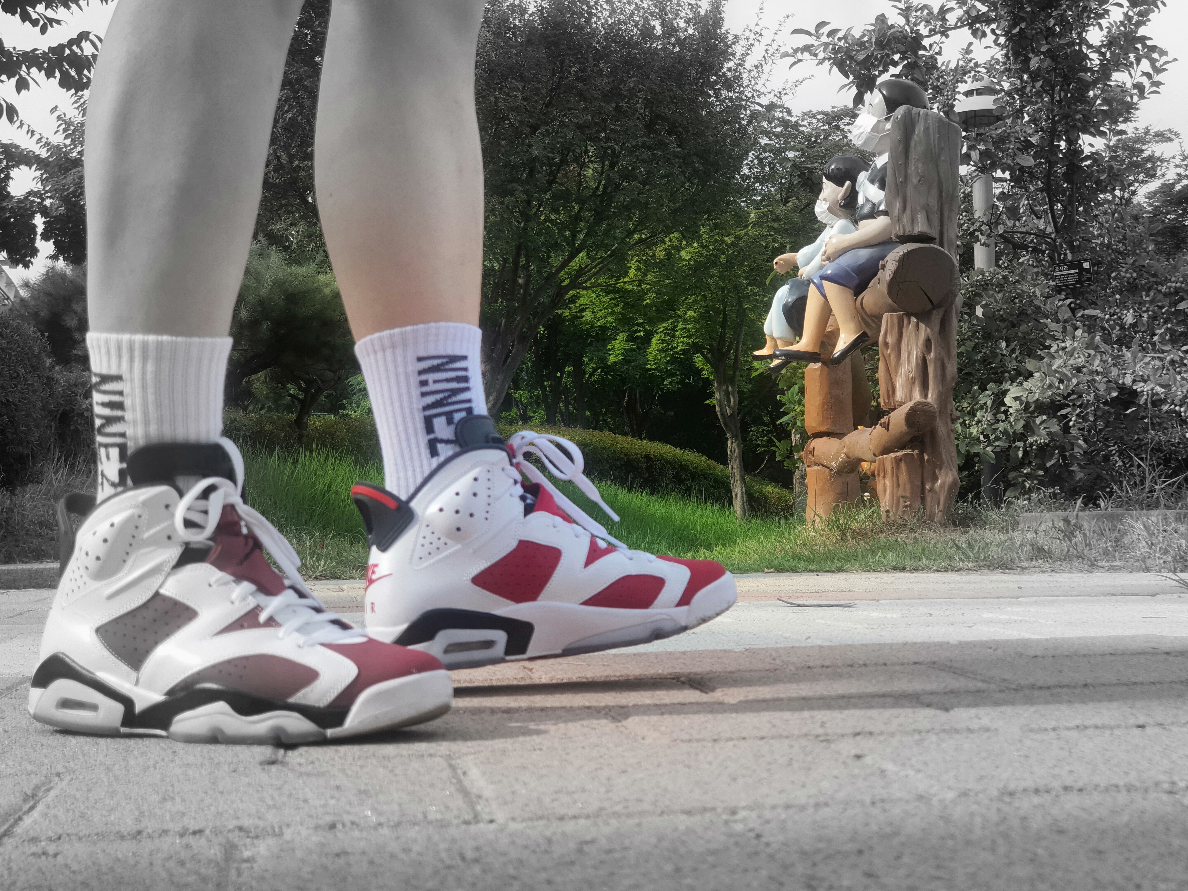 Jordan 6 Retro Carmine 2021 착용 스타일 - 1