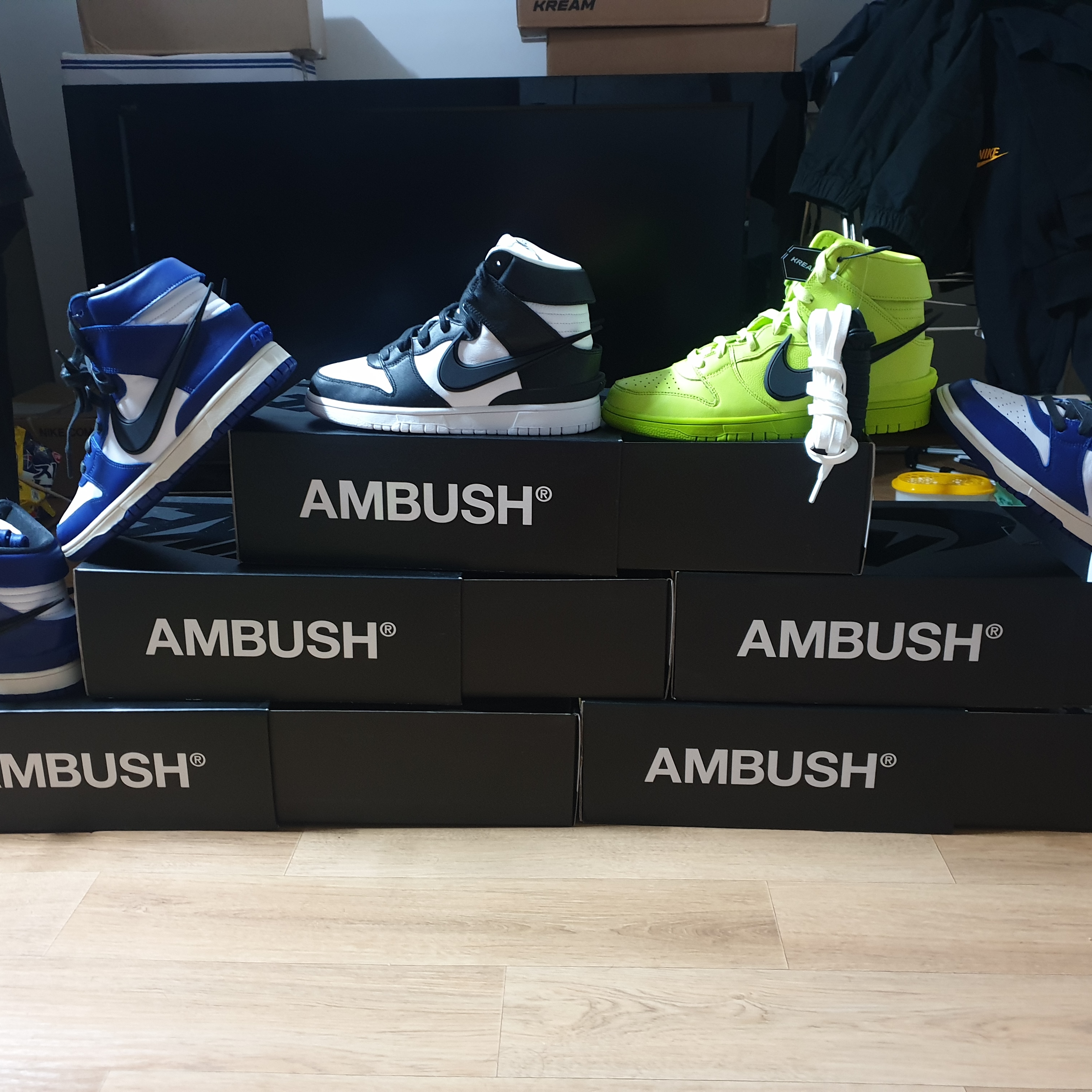 Nike x Ambush Dunk High Flash Lime, Nike x Ambush Dunk High Deep Royal Blue 착용 스타일 - 2