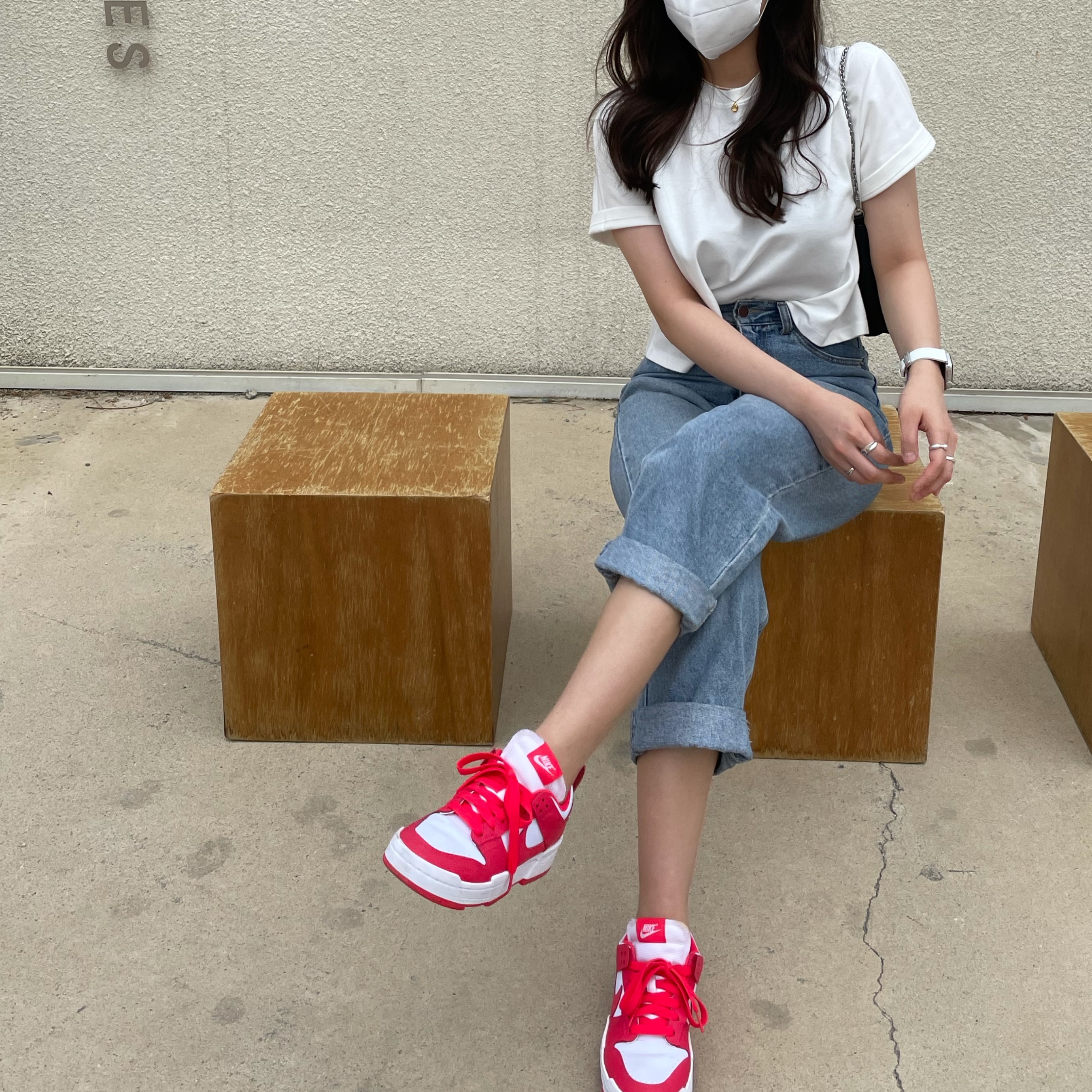 (W) Nike Dunk Low Disrupt Siren Red 착용 스타일