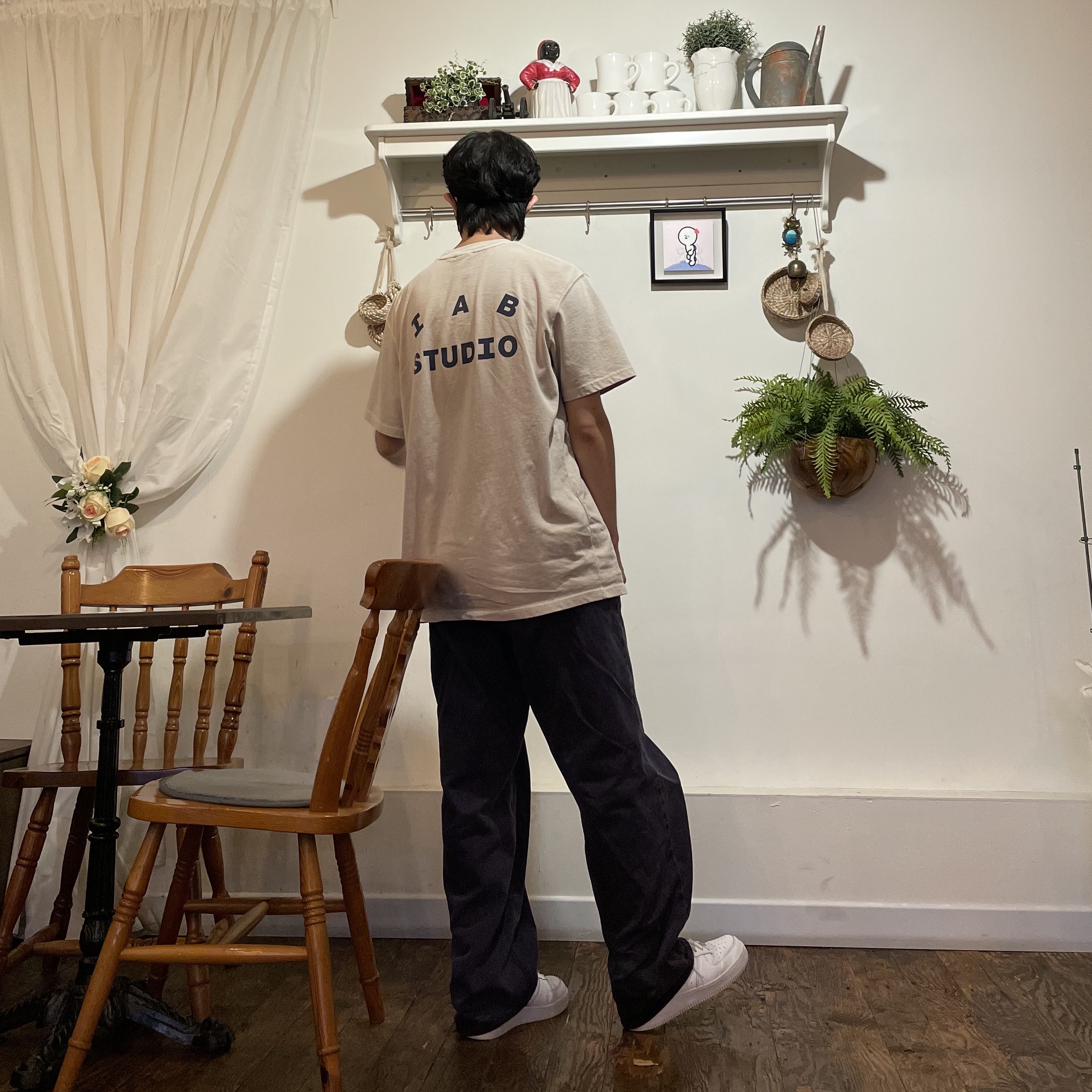 IAB Studio Pigment T-Shirt Oatmeal, Nike Air Force 1 '07 Low White 착용 스타일 - 4