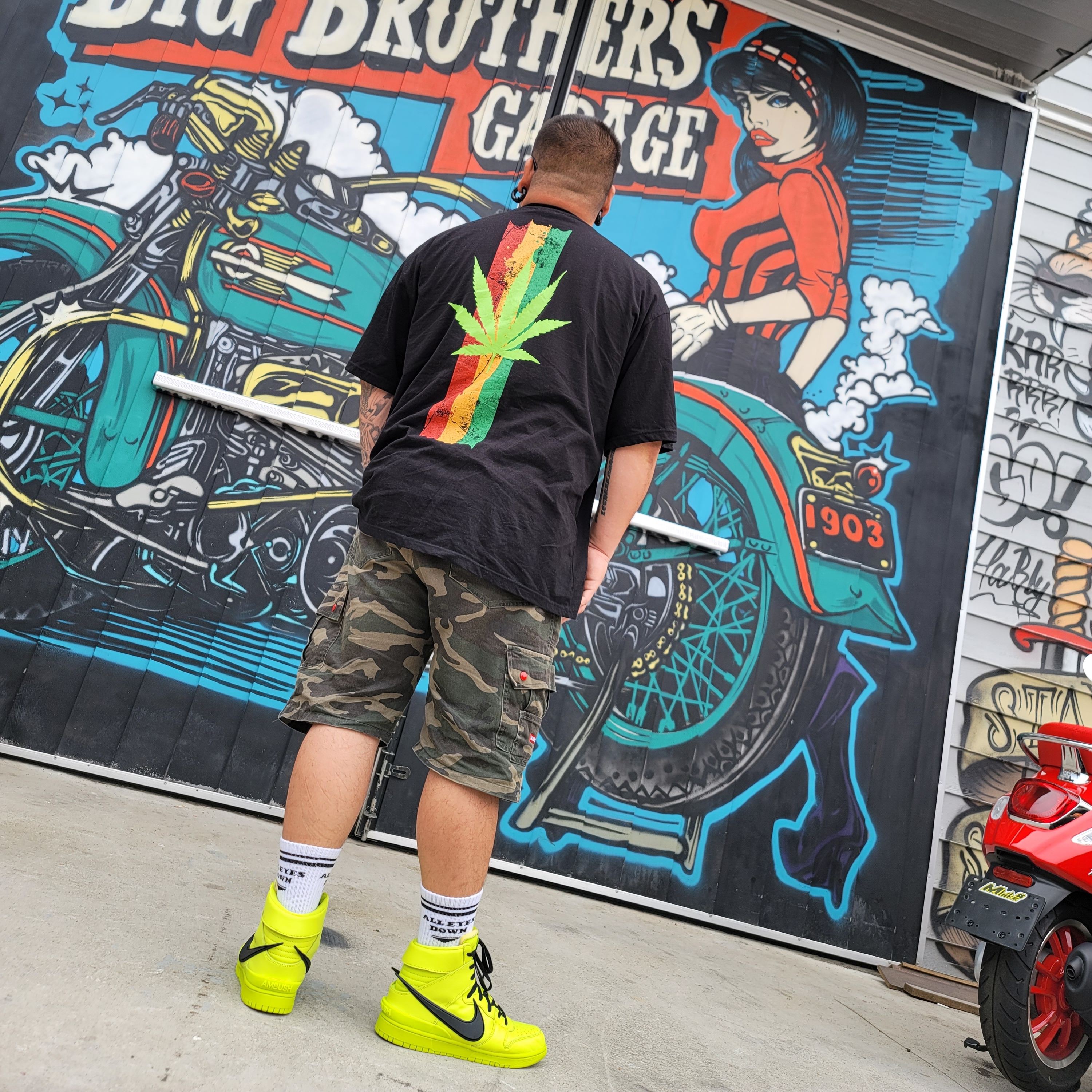 Nike x Ambush Dunk High Flash Lime 착용 스타일