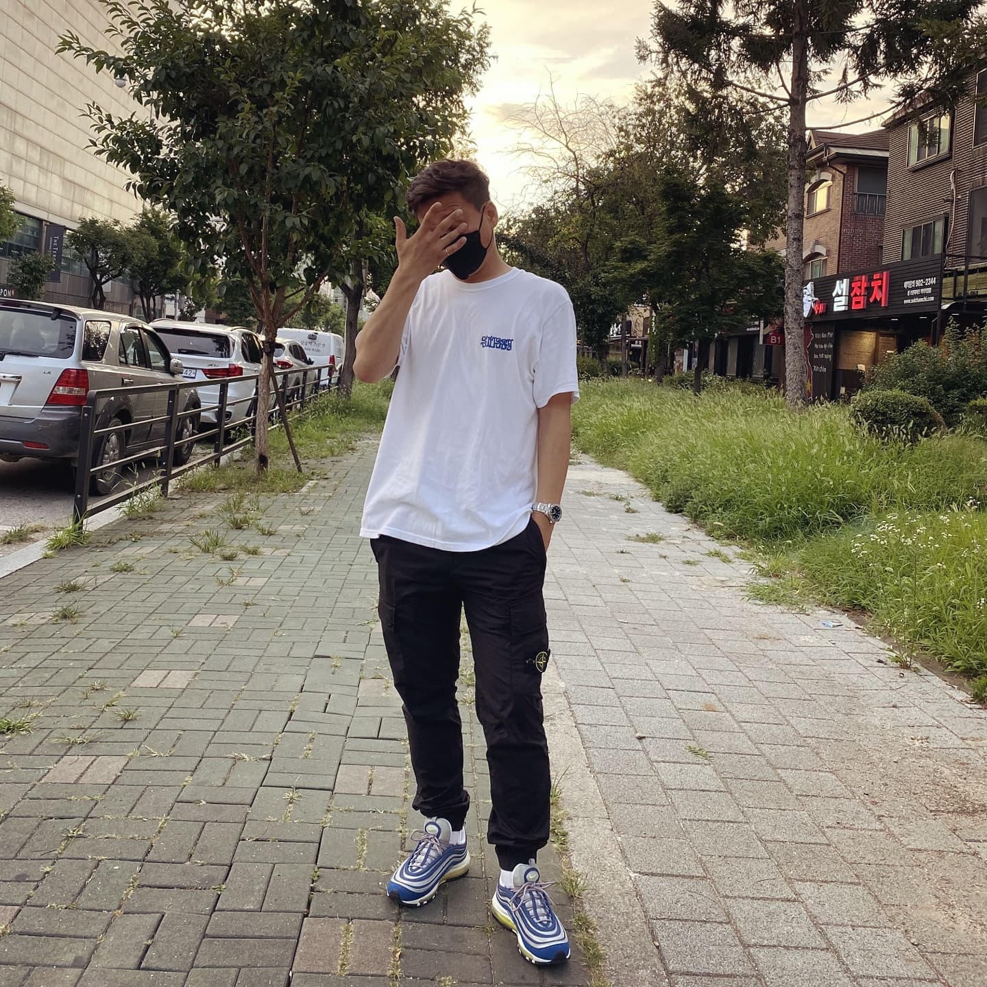 Stone Island 31309 Cargo Pants Black - 21SS, Nike Air Max 97 OG Royal Neon 착용 스타일 - 1
