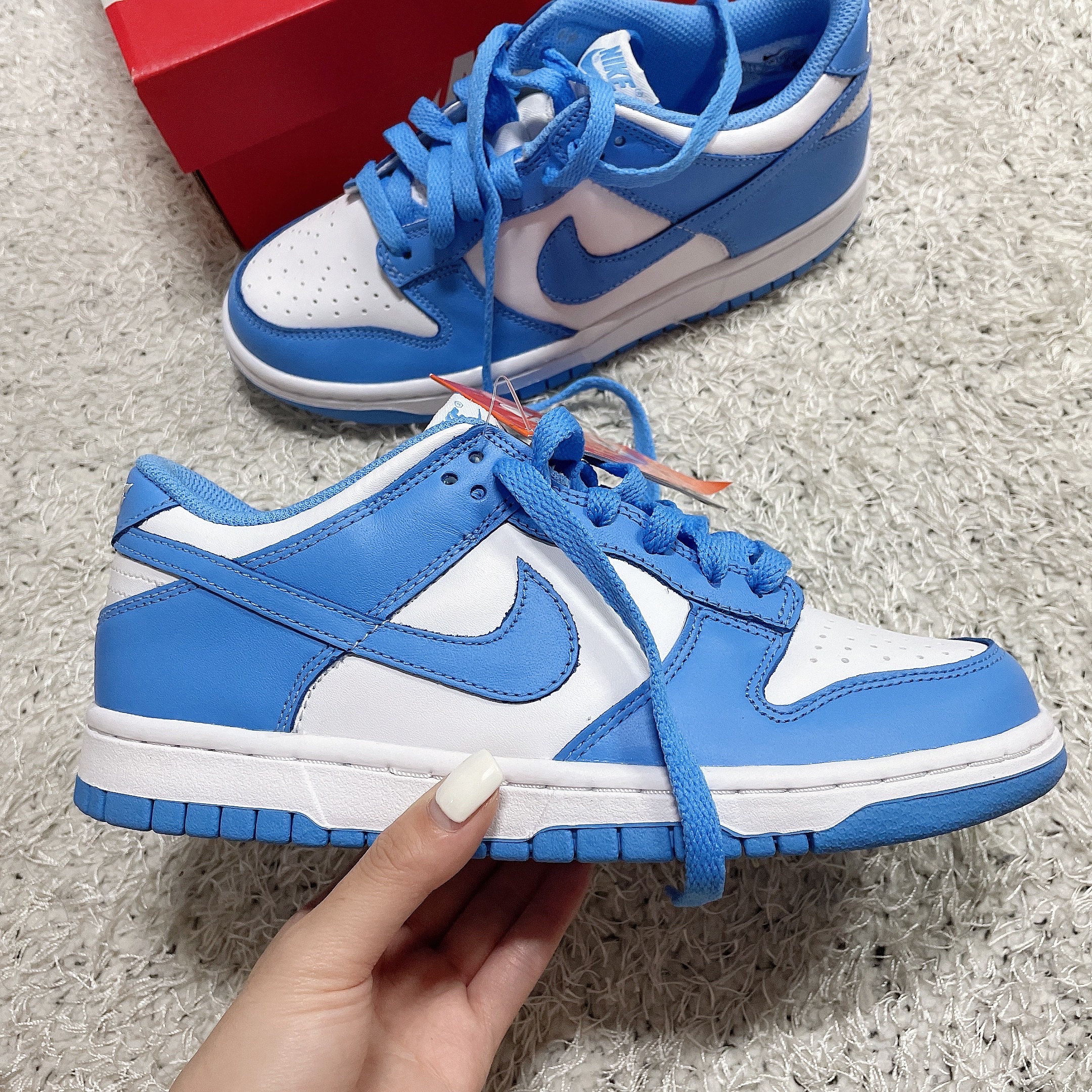 Nike Dunk Low Retro University Blue, (GS) Nike Dunk Low University Blue 착용 스타일