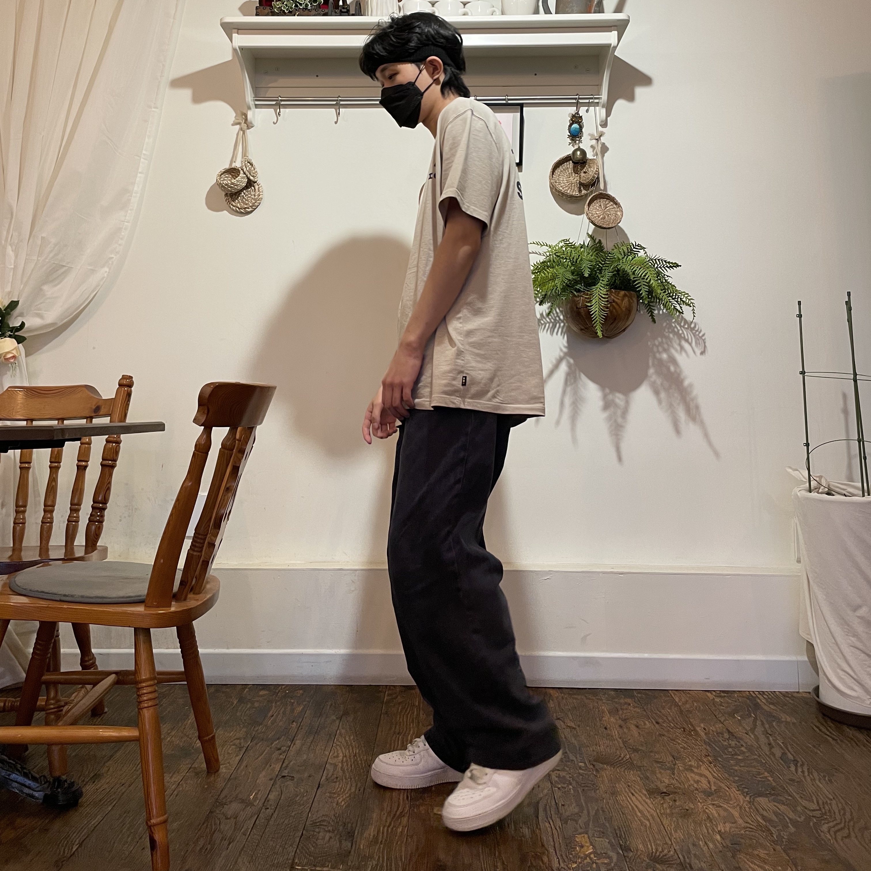 IAB Studio Pigment T-Shirt Oatmeal, Nike Air Force 1 '07 Low White 착용 스타일 - 1