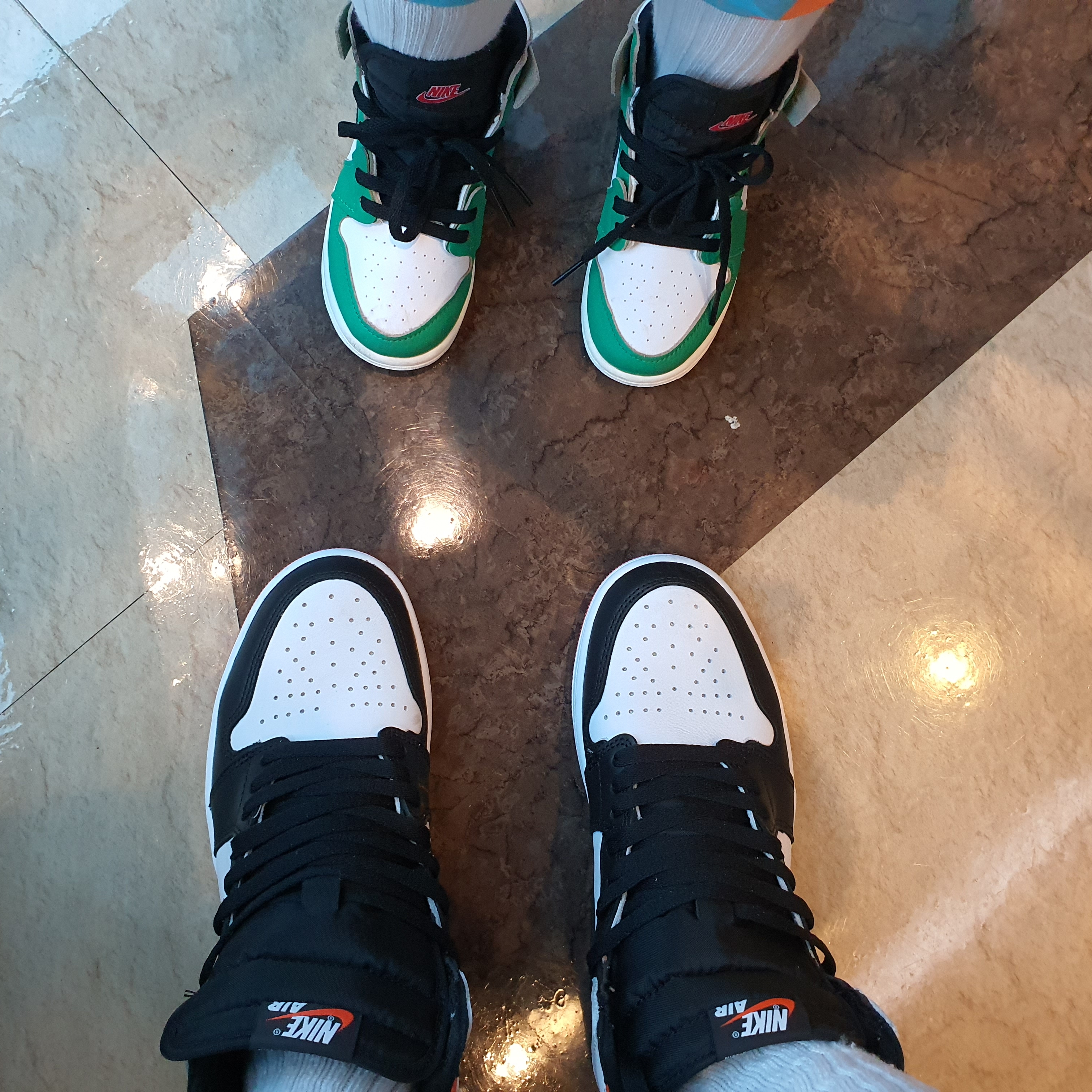 (PS) Jordan 1 Retro High OG Lucky Green, Jordan 1 Retro High OG Electro Orange 착용 스타일
