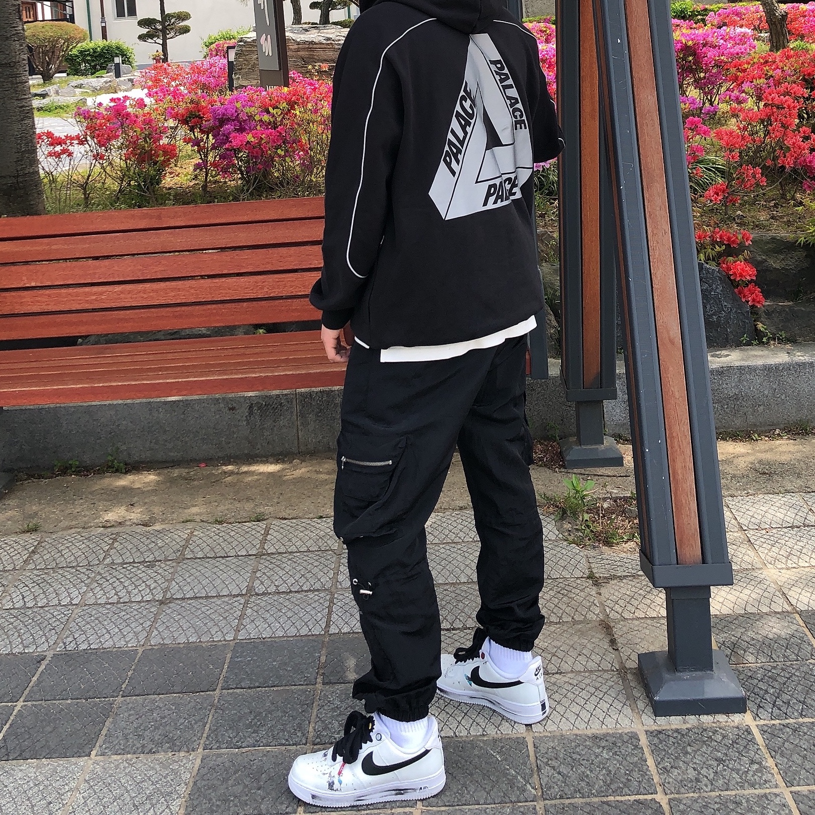 Nike x Peaceminusone Air Force 1 Low Para-Noise 2.0, Palace Reflecto Hood Black - 19SS 착용 스타일