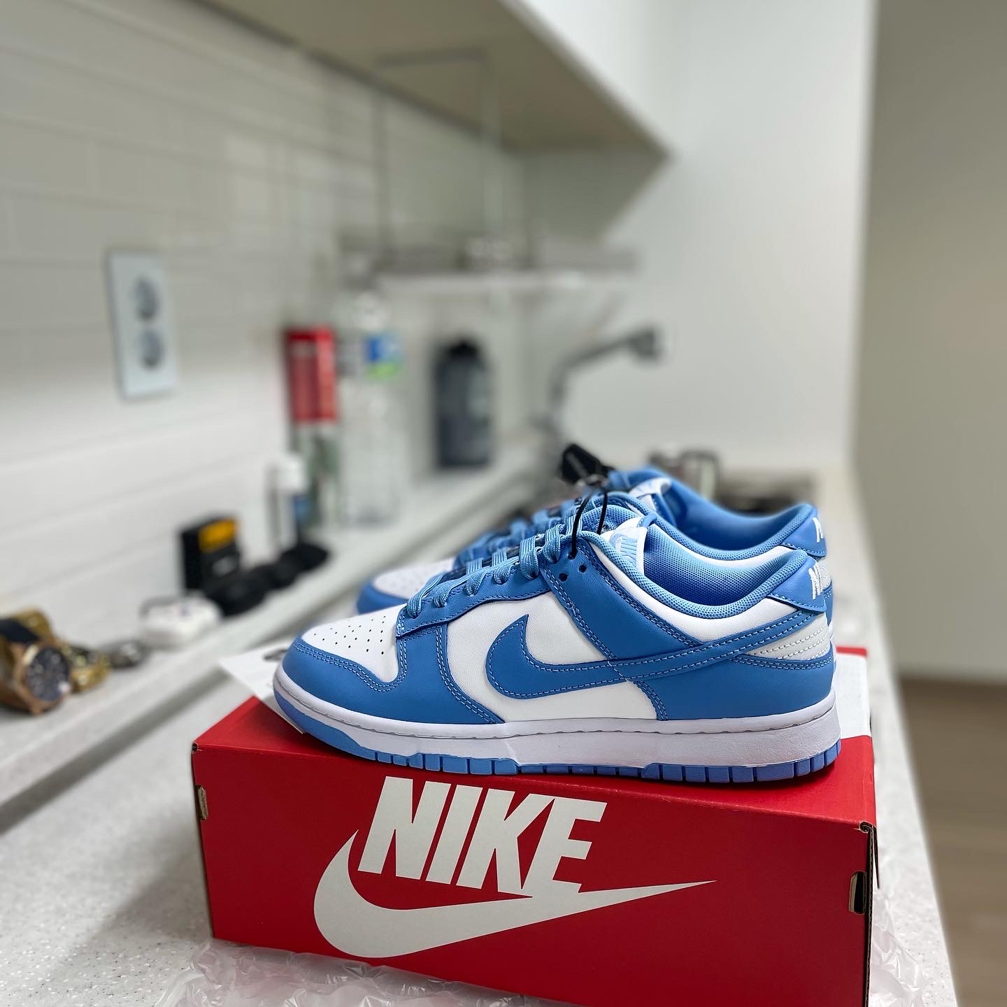 Nike Dunk Low Retro University Blue 착용 스타일 - 1