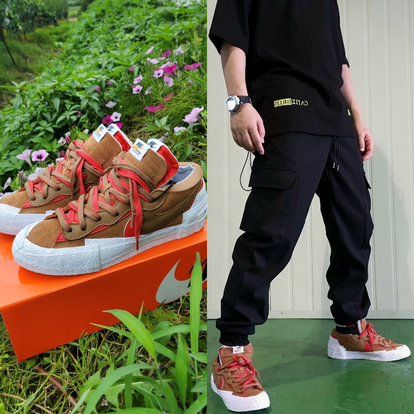 Nike x Sacai Blazer Low British Tan 착용 스타일