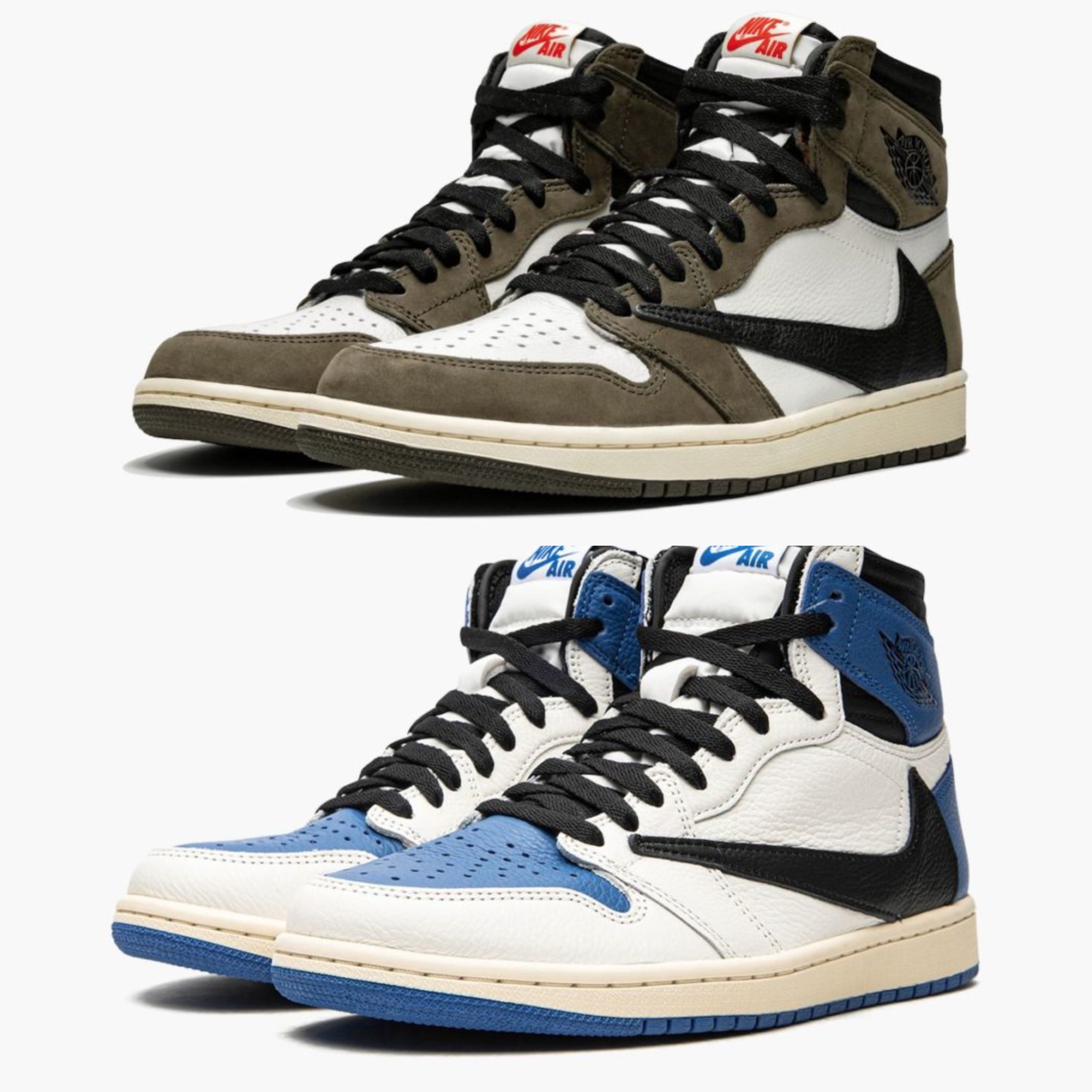 Jordan 1 x Travis Scott x Fragment Retro High OG SP Military Blue, Jordan 1 x Travis Scott Retro High OG SP Mocha 착용 스타일 - 3