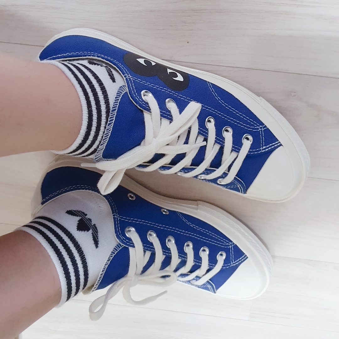 Converse x Play Comme des Garcons Chuck 70 Ox Blue Quartz 착용 스타일