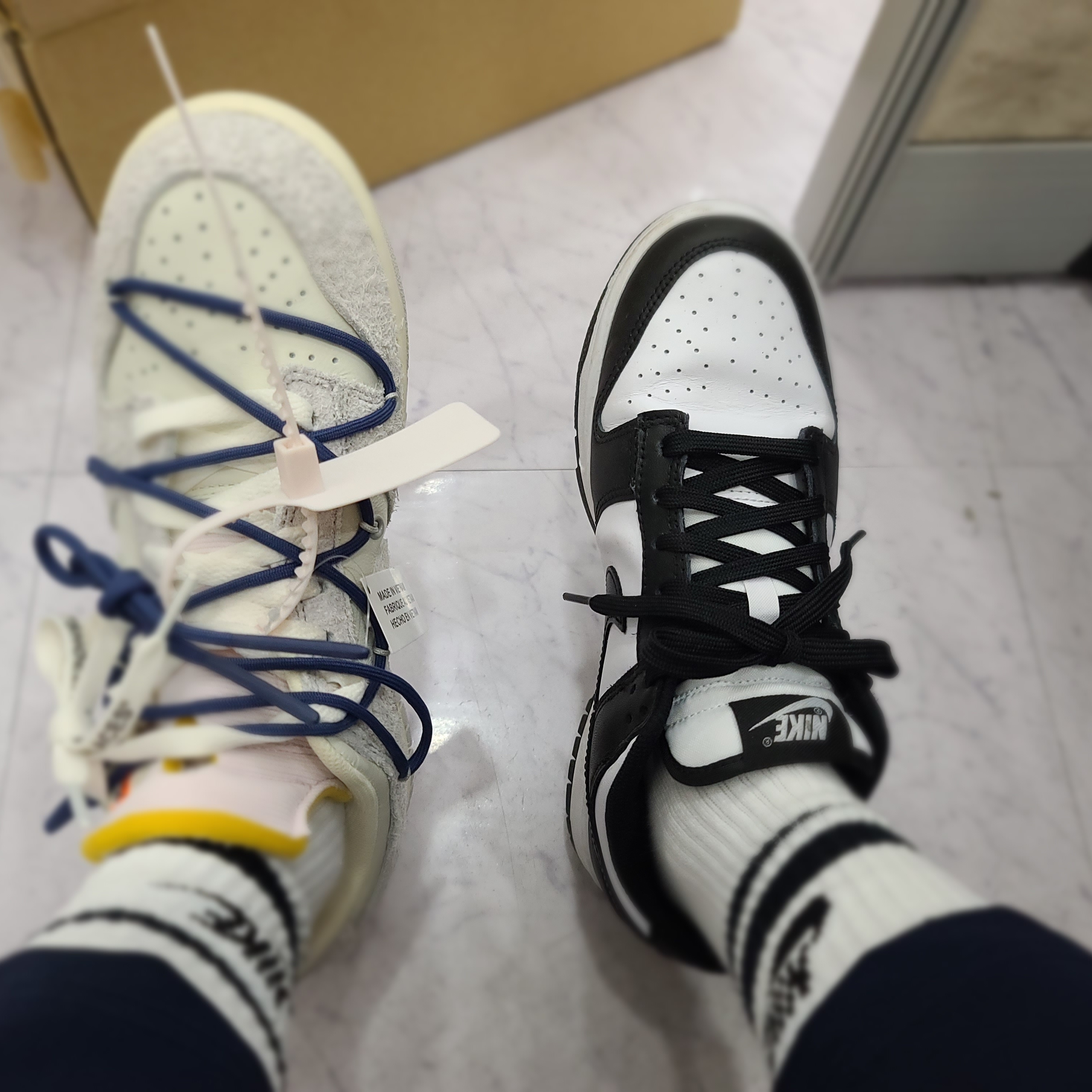 Nike x Off-White Dunk Low The 50 - Lot 18, Nike Dunk Low Retro Black 착용 스타일 - 2