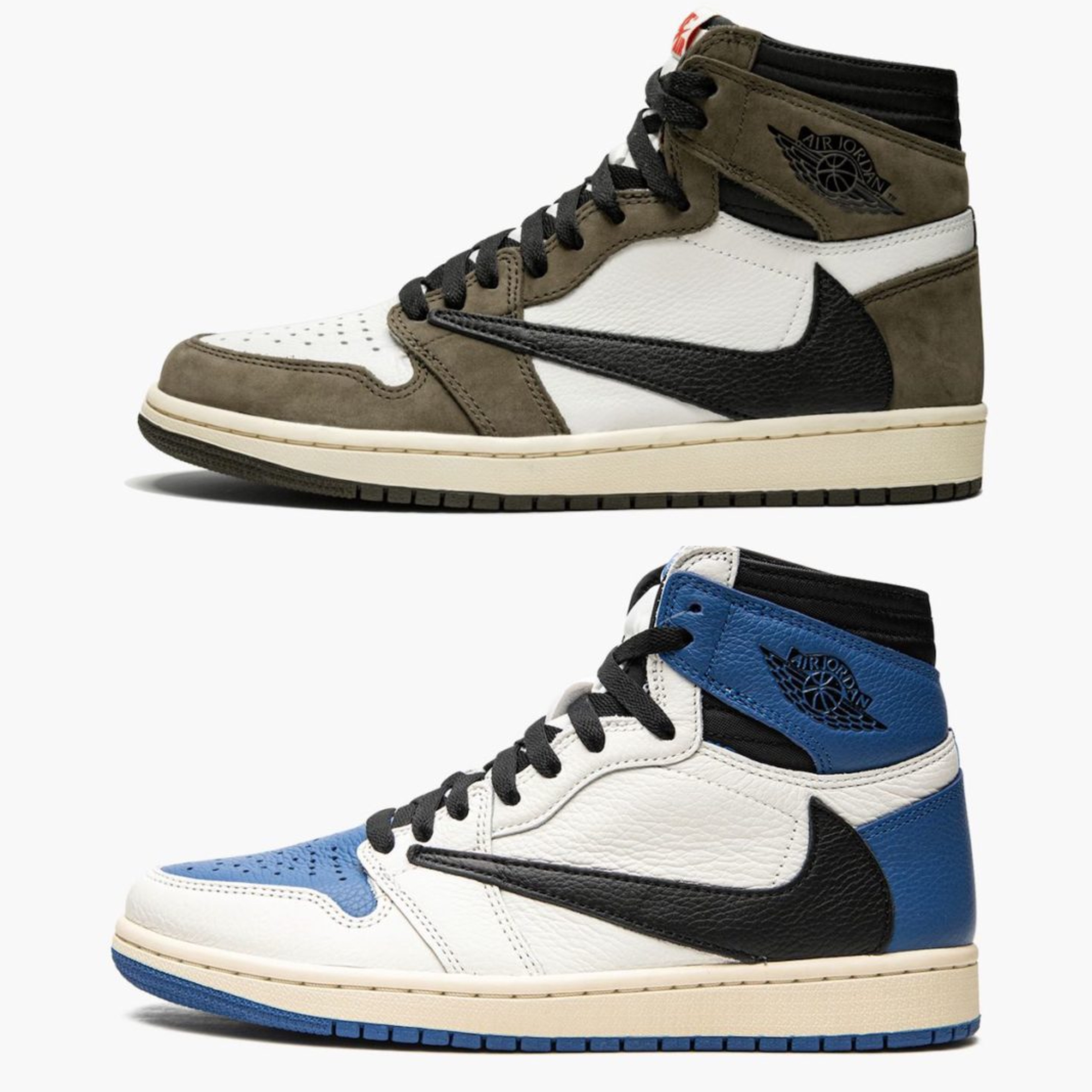 Jordan 1 x Travis Scott x Fragment Retro High OG SP Military Blue, Jordan 1 x Travis Scott Retro High OG SP Mocha 착용 스타일 - 2