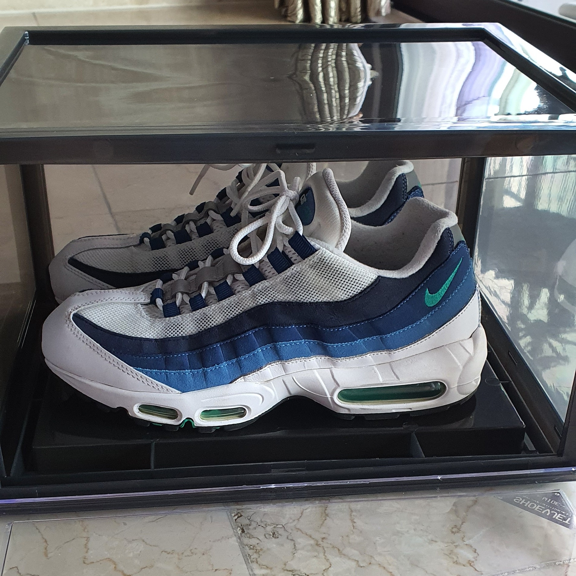 Nike Air Max 95 White Slate Blue 착용 스타일 - 1