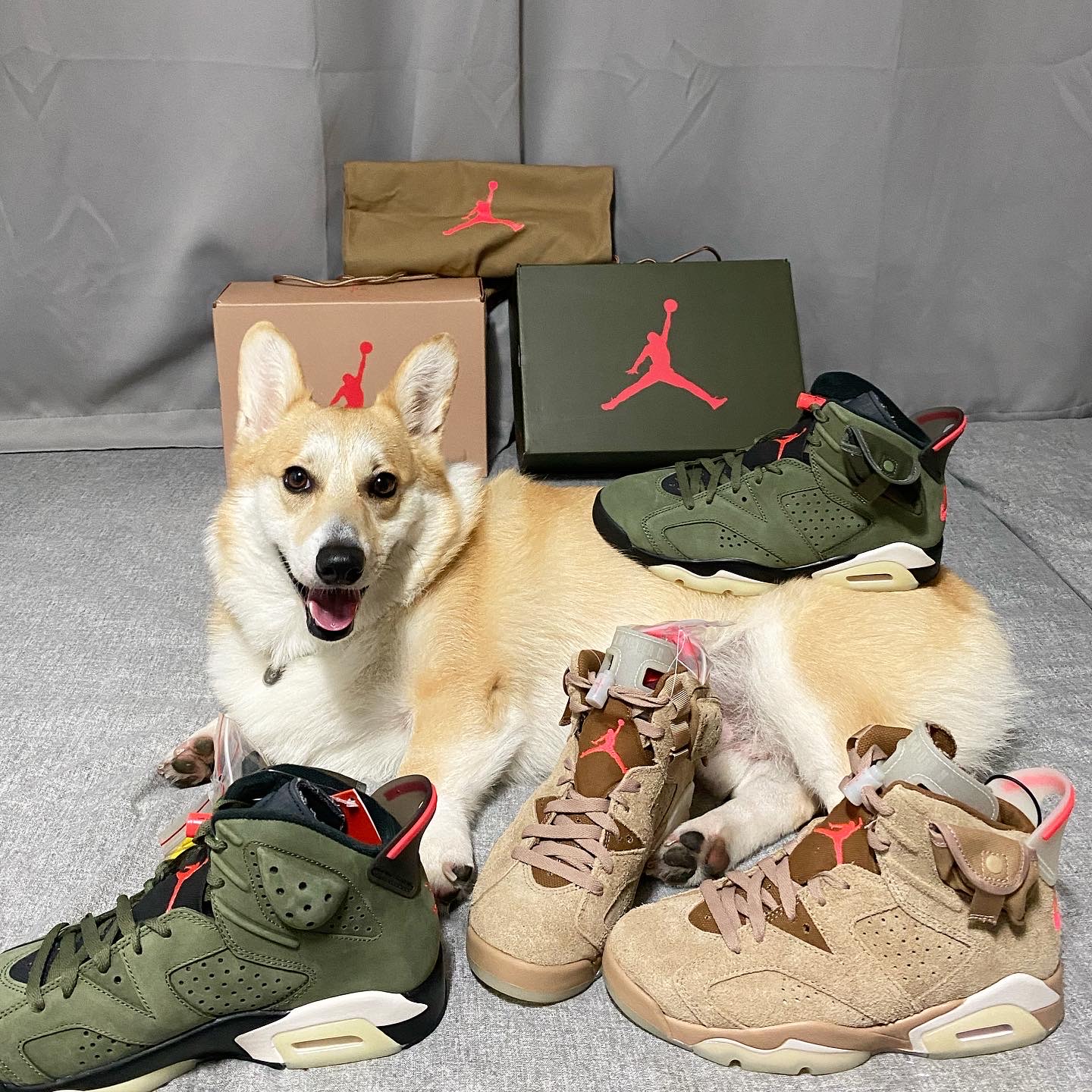 Jordan 6 x Travis Scott Retro SP British Khaki, Jordan 6 x Travis Scott Retro Olive 착용 스타일