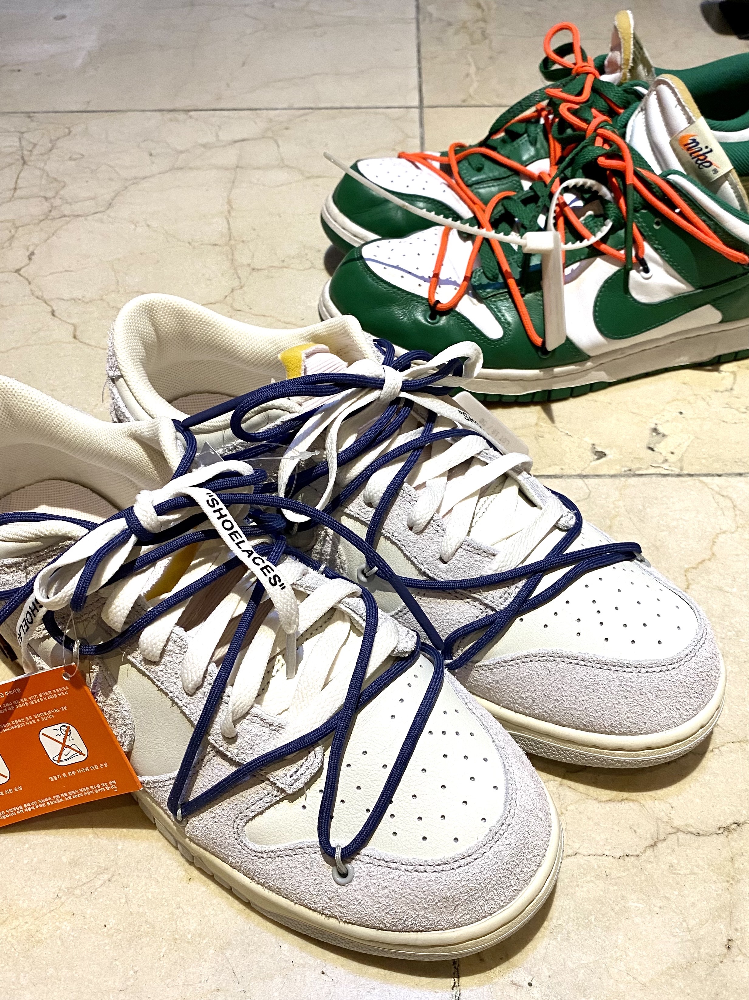 Nike x Off-White Dunk Low The 50 - Lot 18, Nike x Off-White Dunk Low Pine Green 착용 스타일