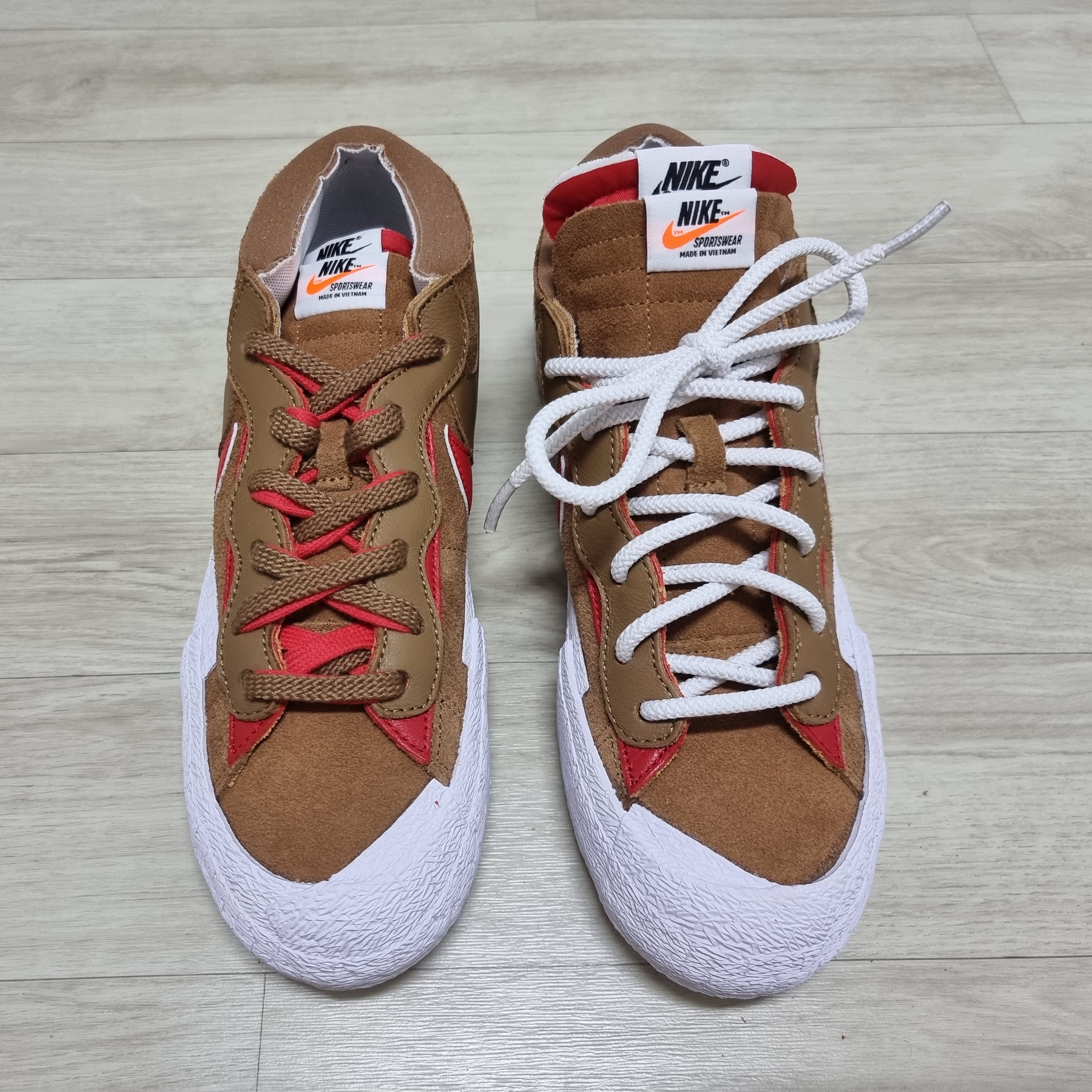 Nike x Sacai Blazer Low British Tan 착용 스타일 - 2