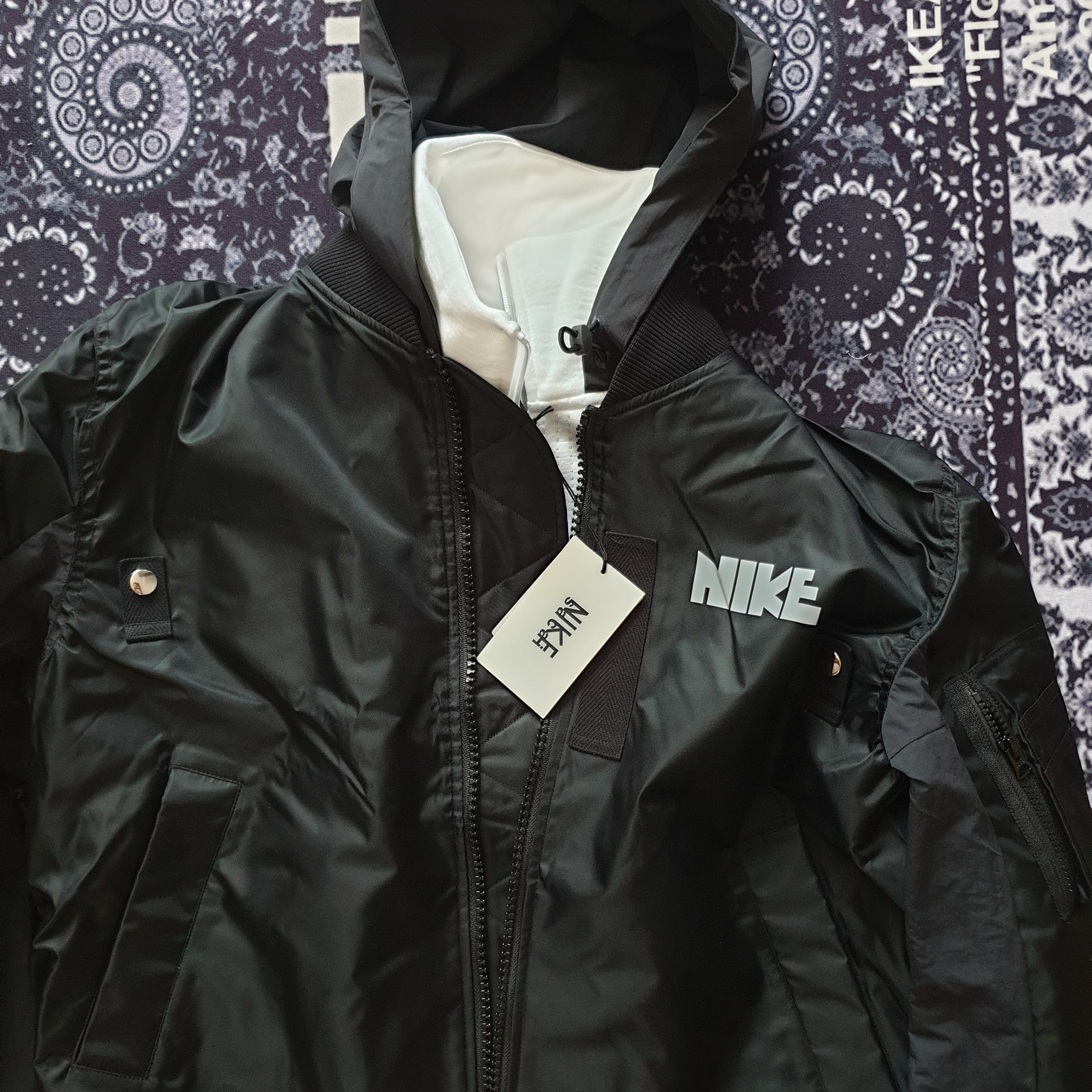 Nike x Sacai NRG Layered Bomber Jacket Black - Asia 착용 스타일 - 1