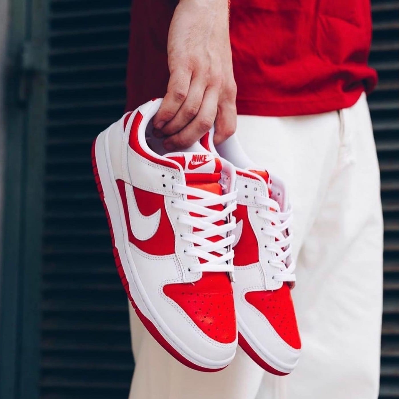 Nike Dunk Low Retro Championship Red 착용 스타일