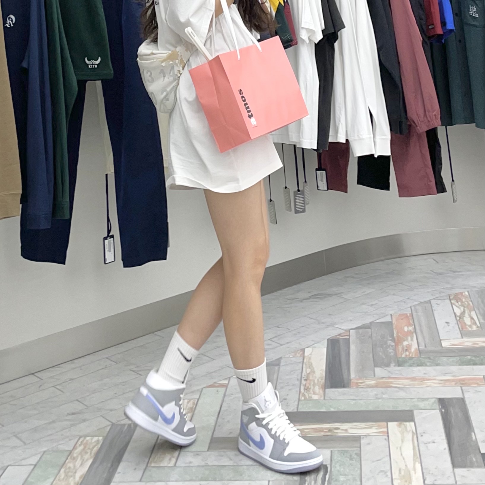 (W) Jordan 1 Mid Wolf Grey 착용 스타일