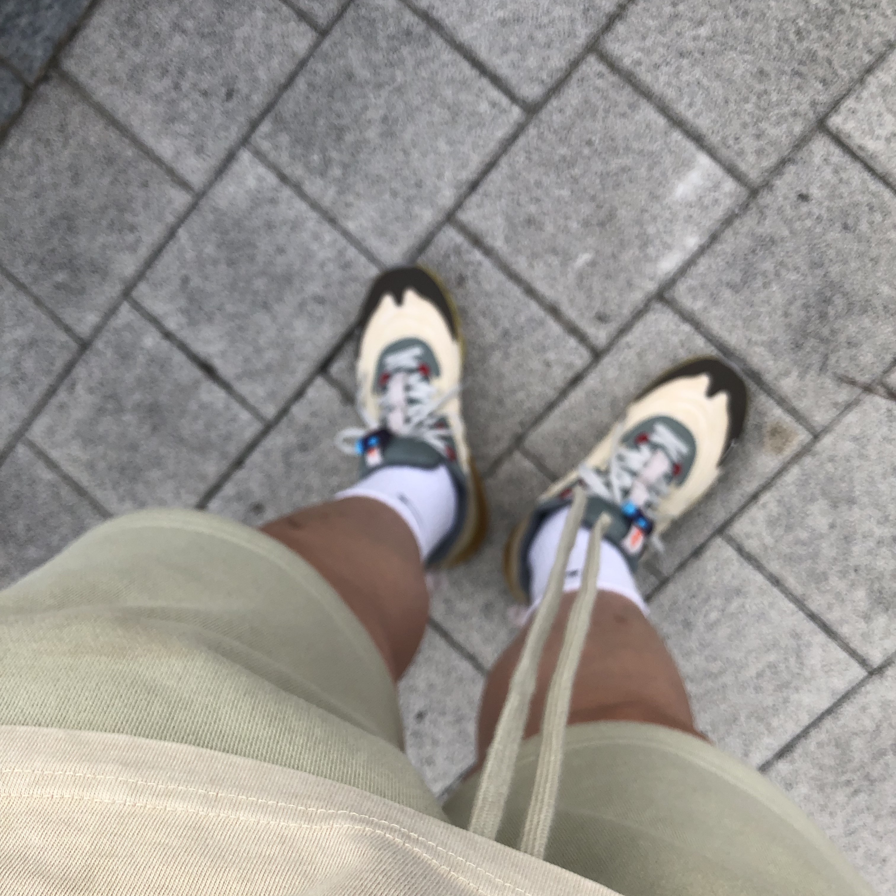Essentials Fleece Shorts Alfafa Sage - 20FW, IAB Studio Pigment T-Shirt Oatmeal 착용 스타일 - 1