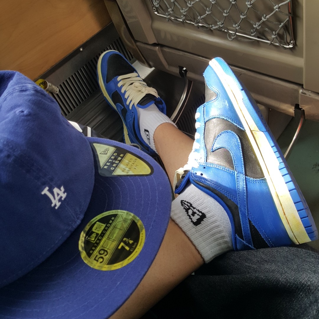 Nike Dunk Low Retro Hyper Cobalt, (GS) Nike Dunk Low Retro Hyper Cobalt 착용 스타일 - 1