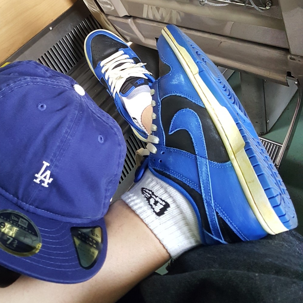Nike Dunk Low Retro Hyper Cobalt, (GS) Nike Dunk Low Retro Hyper Cobalt 착용 스타일 - 2