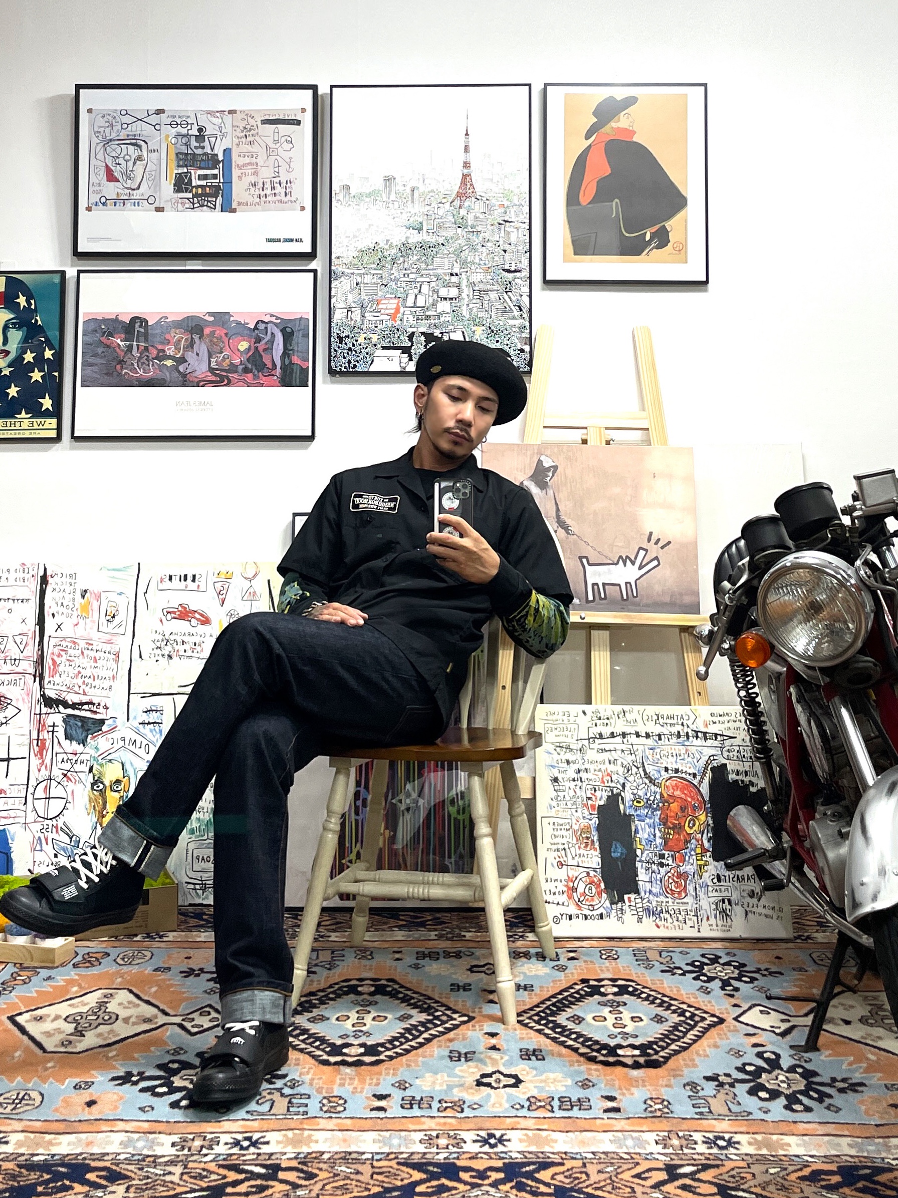 Converse x Neighborhood Chuck 70 Hi Motorcycle 착용 스타일