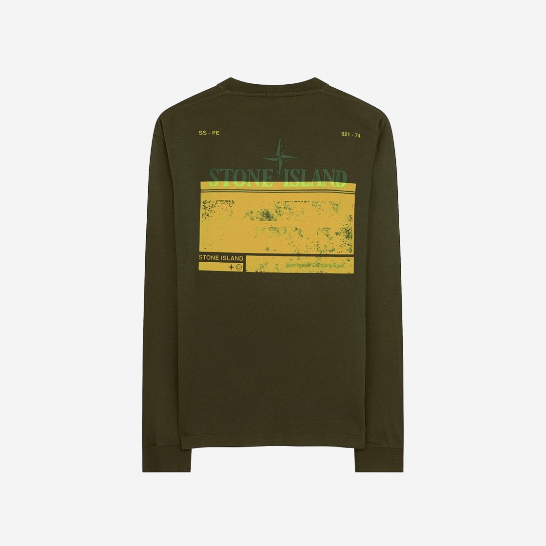 Stone Island 2ML66 Block Two Long Sleeve T-Shirt Olive Green - 21SS 상세 이미지 1