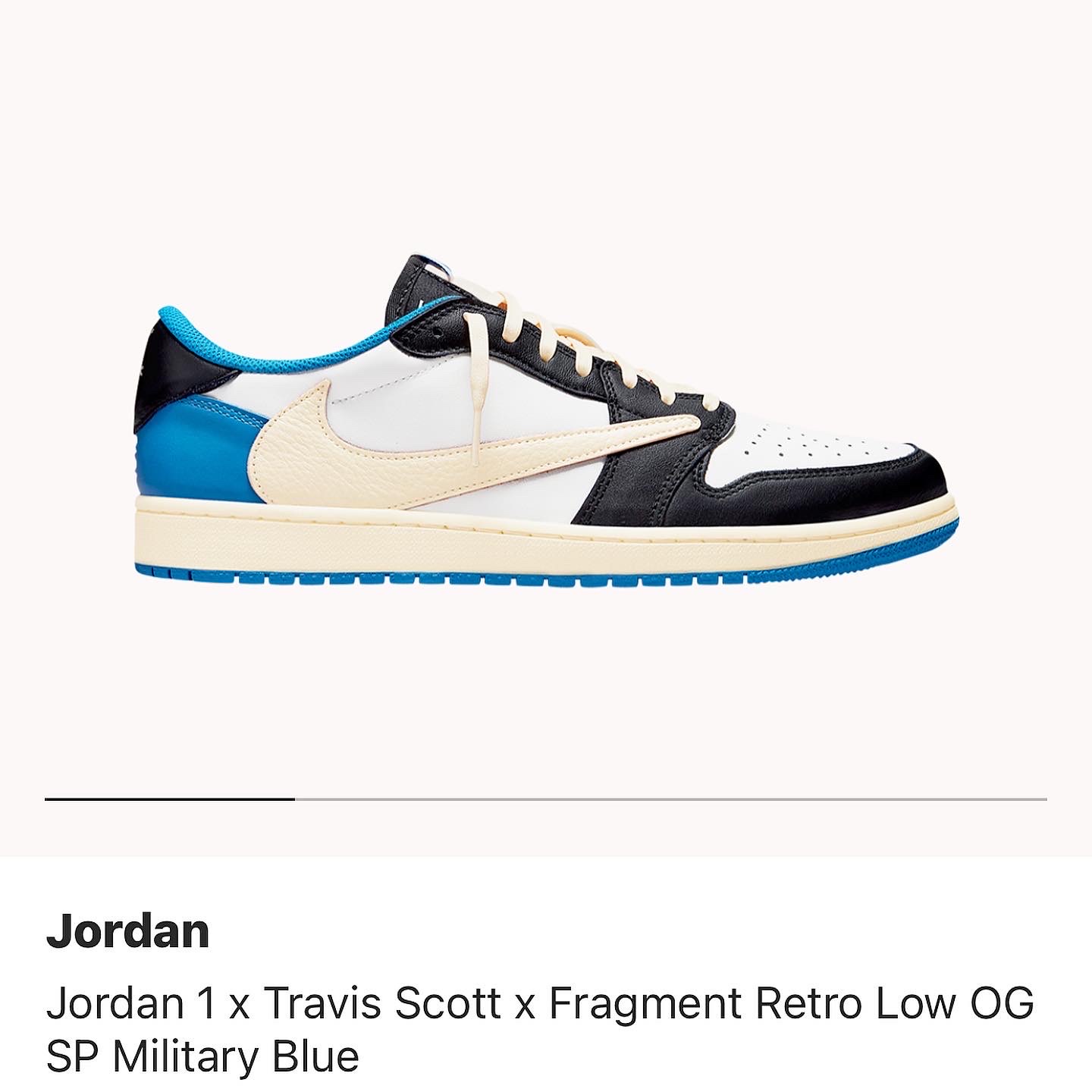 Jordan 1 x Travis Scott x Fragment Retro Low OG SP Military Blue 착용 스타일 - 2