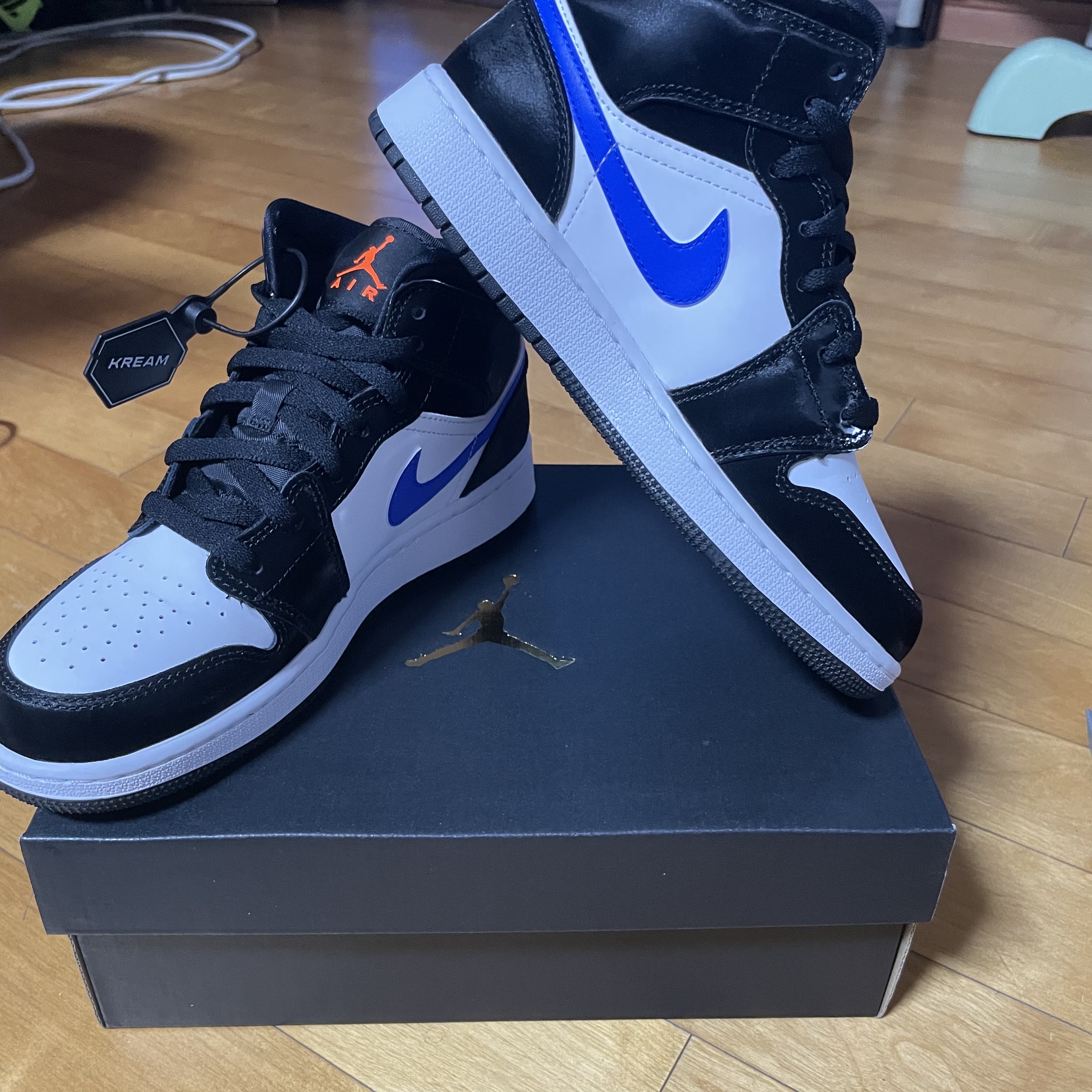 (GS) Jordan 1 Mid Black Racer Blue 착용 스타일 - 2