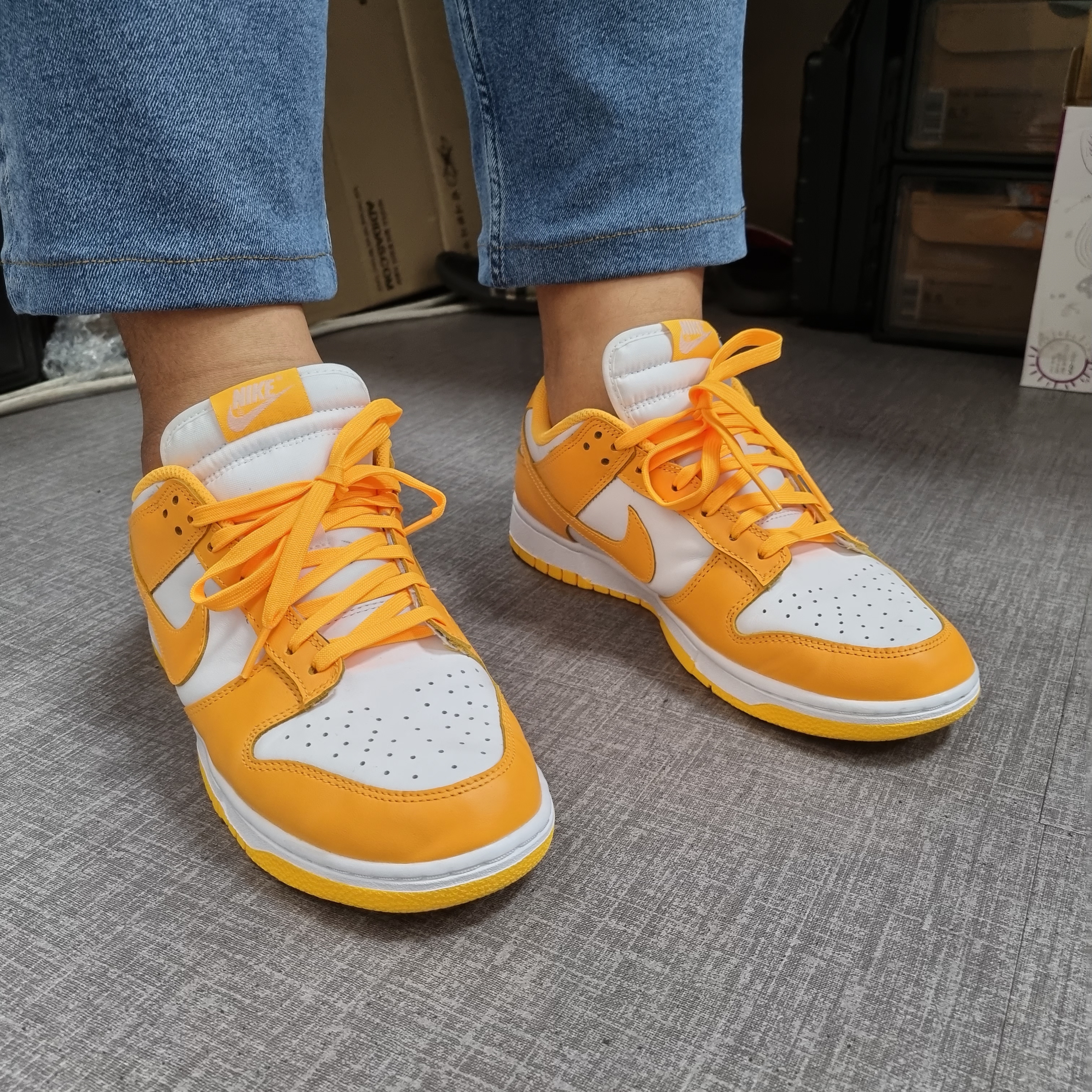(W) Nike Dunk Low Laser Orange 착용 스타일
