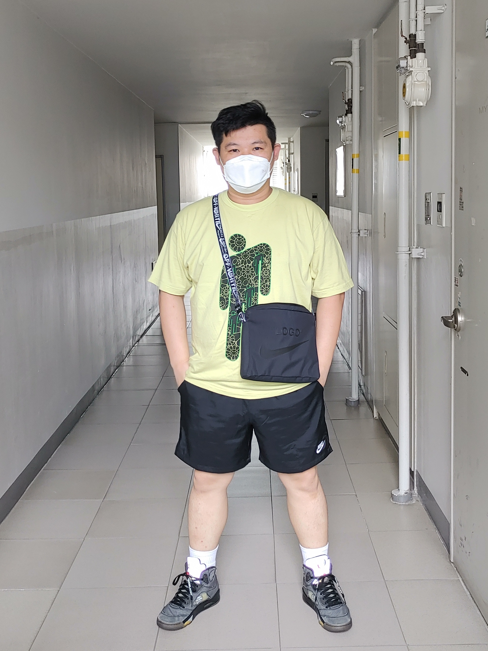 Jordan 5 x Off-White Retro SP Black Muslin 착용 스타일