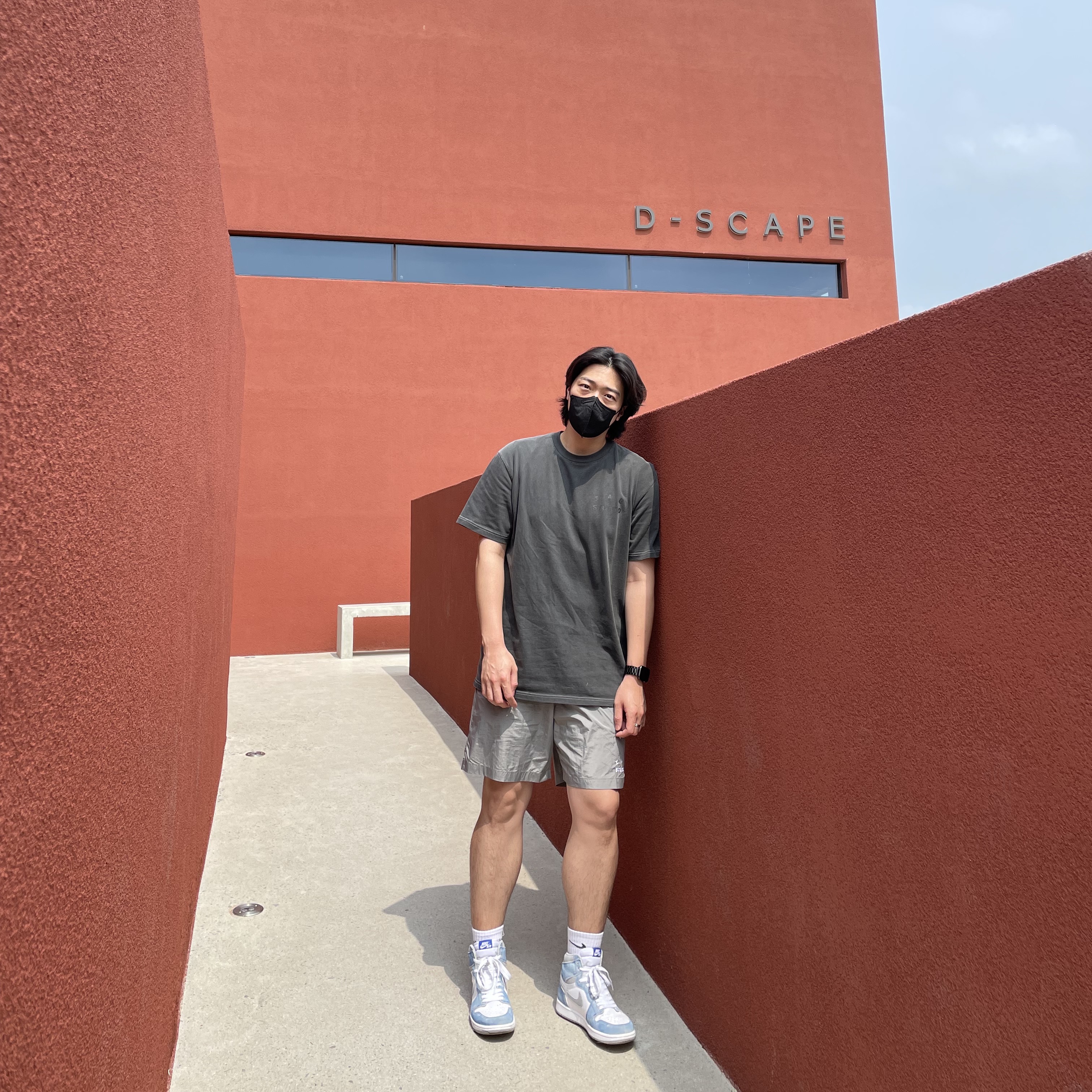 IAB Studio Woven Shorts Gray, IAB Studio Pigment T-Shirt Black 착용 스타일