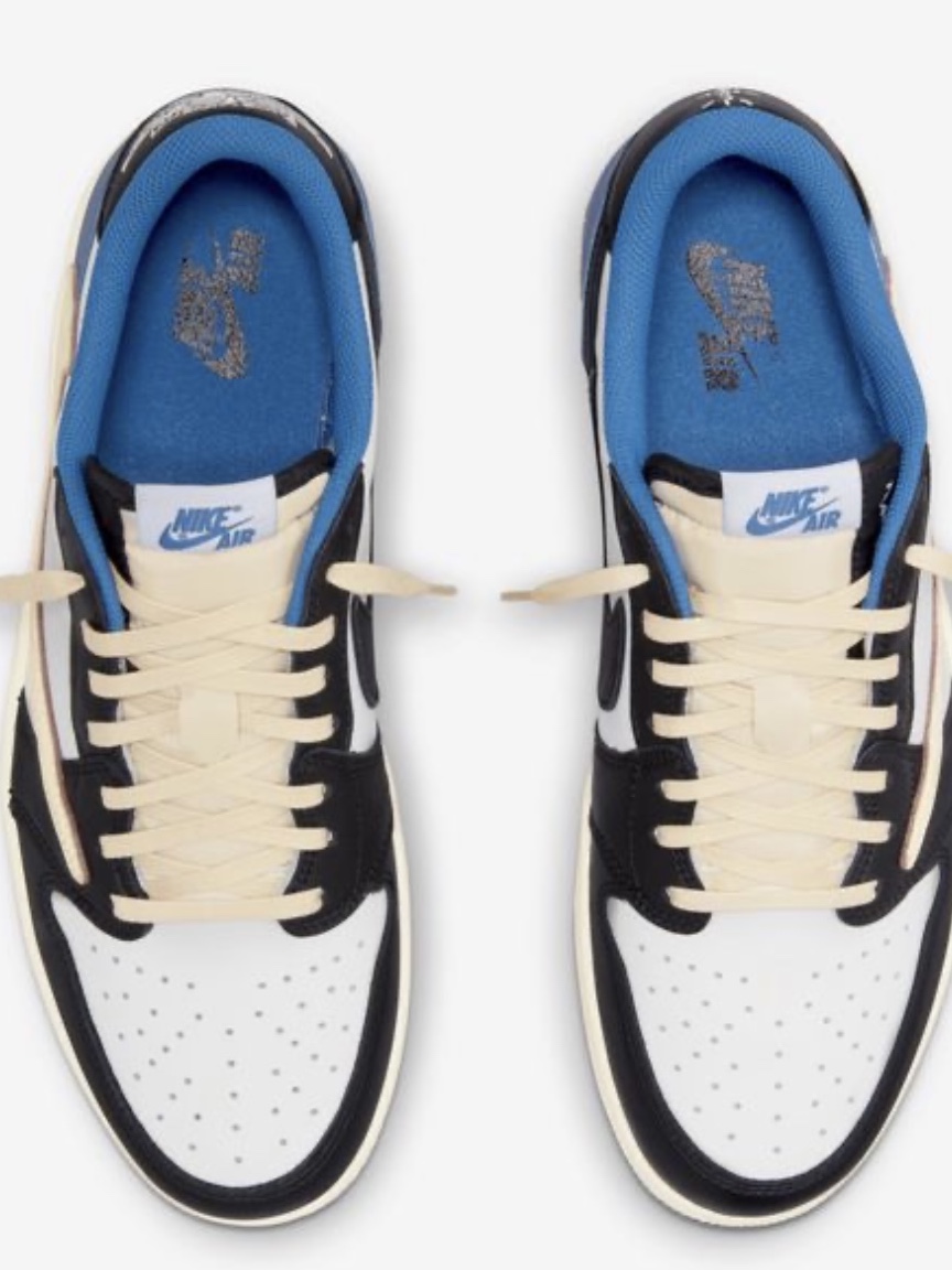 Jordan 1 x Travis Scott x Fragment Retro Low OG SP Military Blue 착용 스타일 - 1
