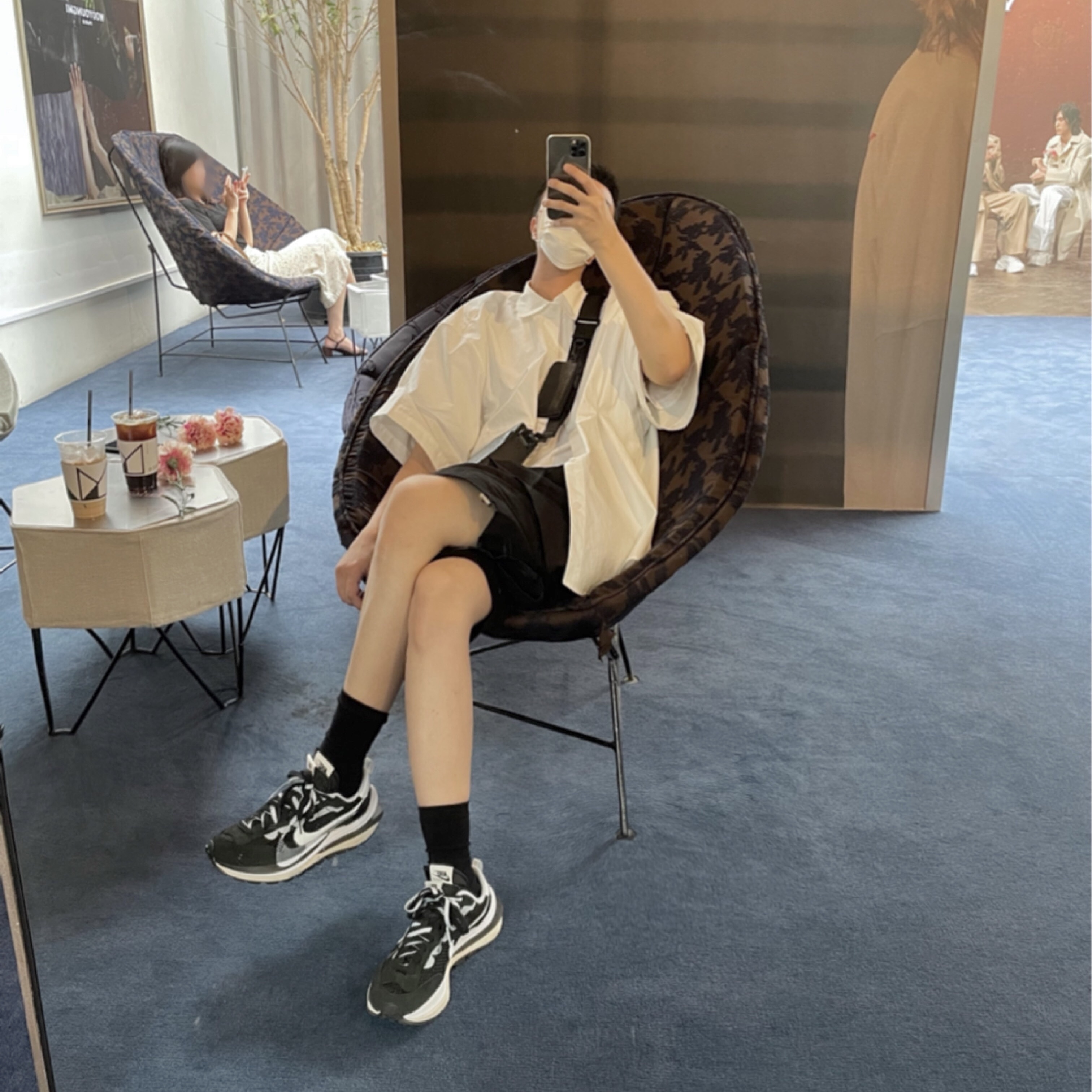 Nike x Sacai VaporWaffle Black White 착용 스타일
