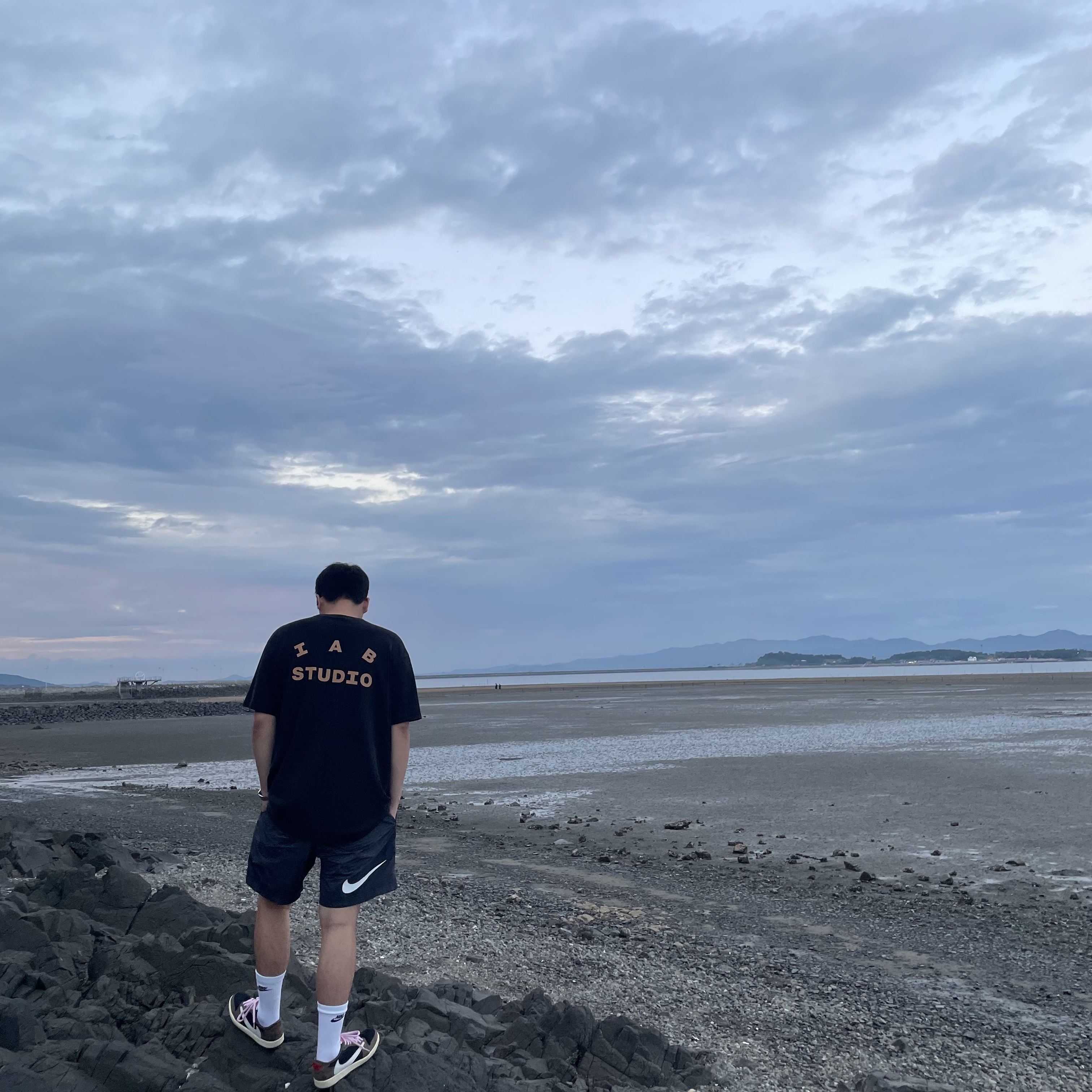 Jordan 1 x Travis Scott Retro Low OG SP Mocha, Nike x Stussy Water Shorts Off Noir 착용 스타일