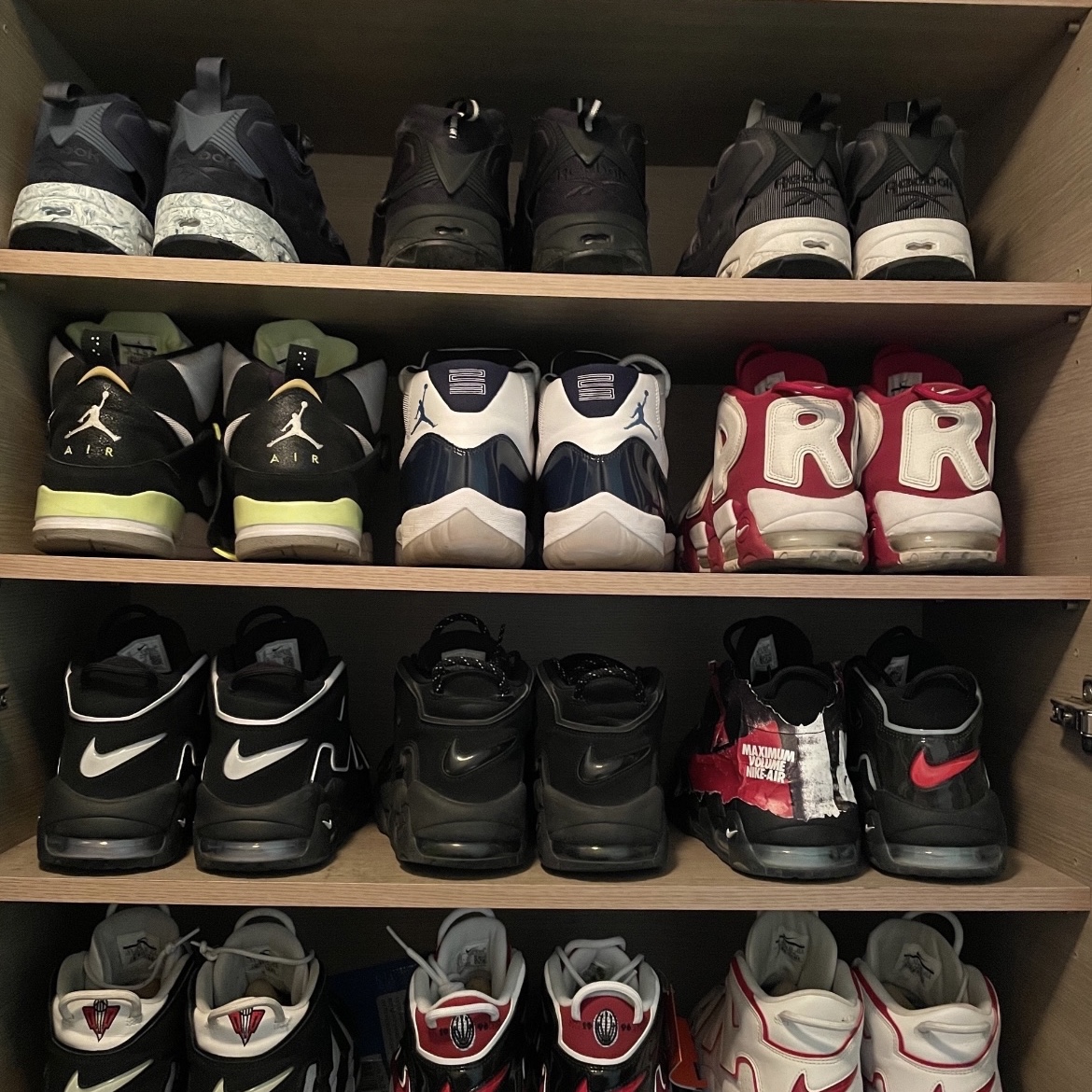 Nike x Supreme Air More Uptempo Suptempo Red, Nike Air More Uptempo Black Reflective 2017/2018 착용 스타일