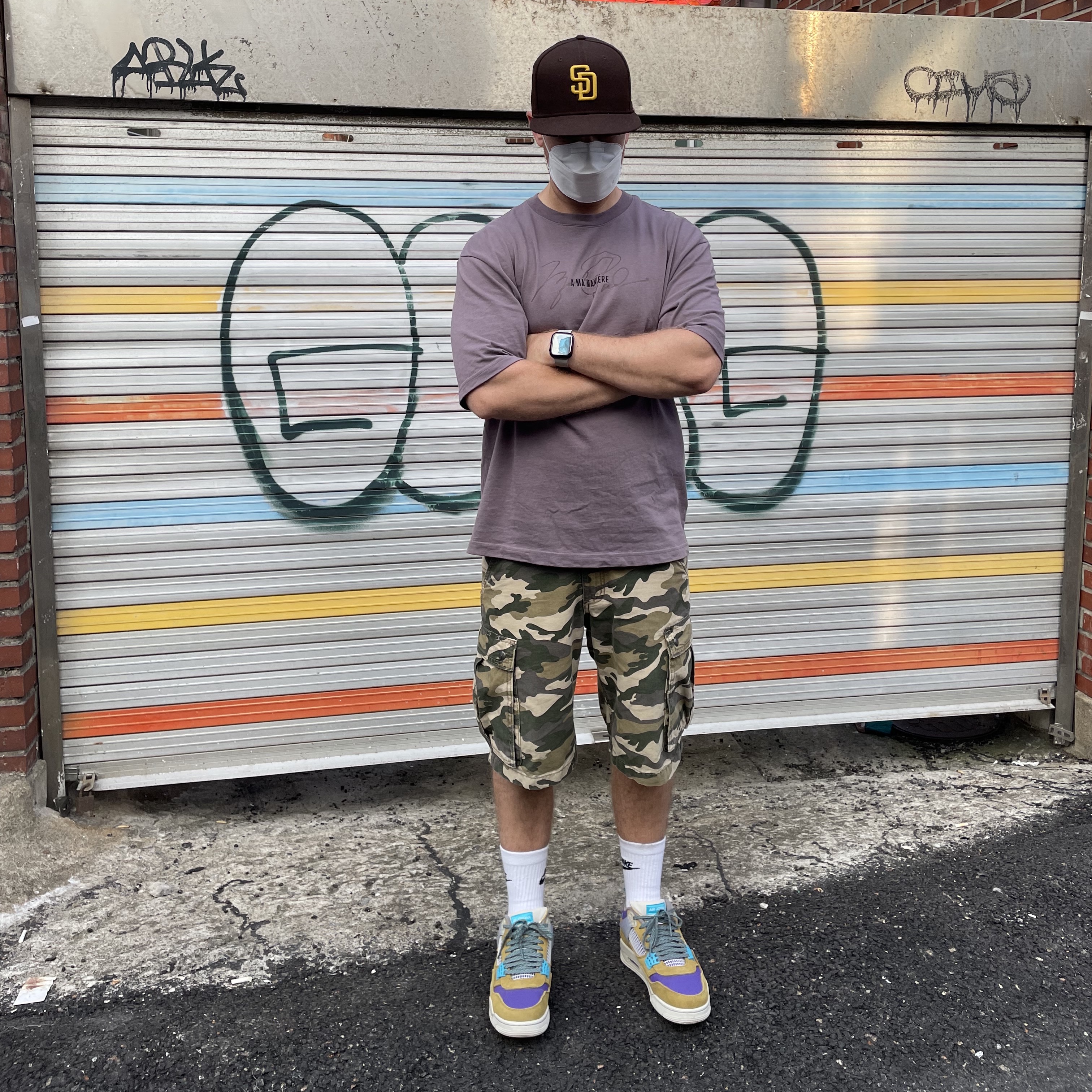 Jordan 4 x Union Retro SP Desert Moss, Jordan x A Ma Maniere T-Shirt Violet Ore - Asia 착용 스타일
