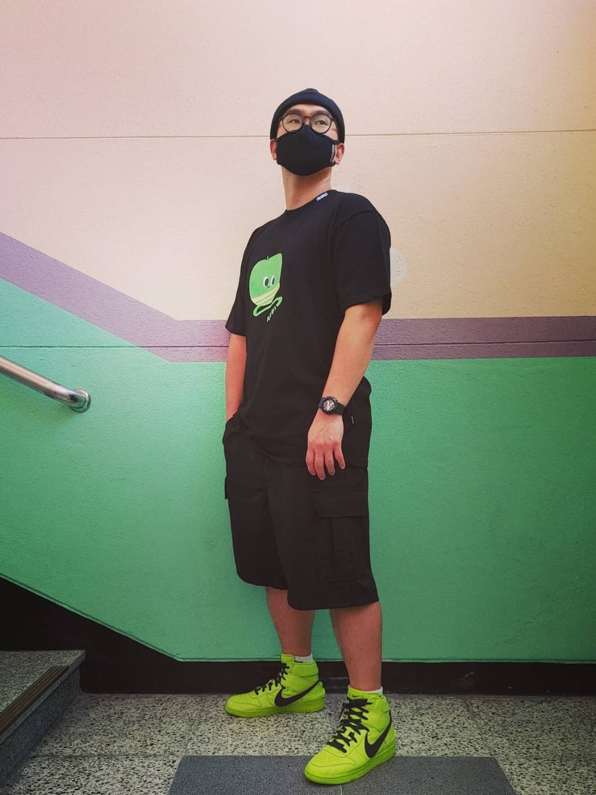 Nike x Ambush Dunk High Flash Lime 착용 스타일