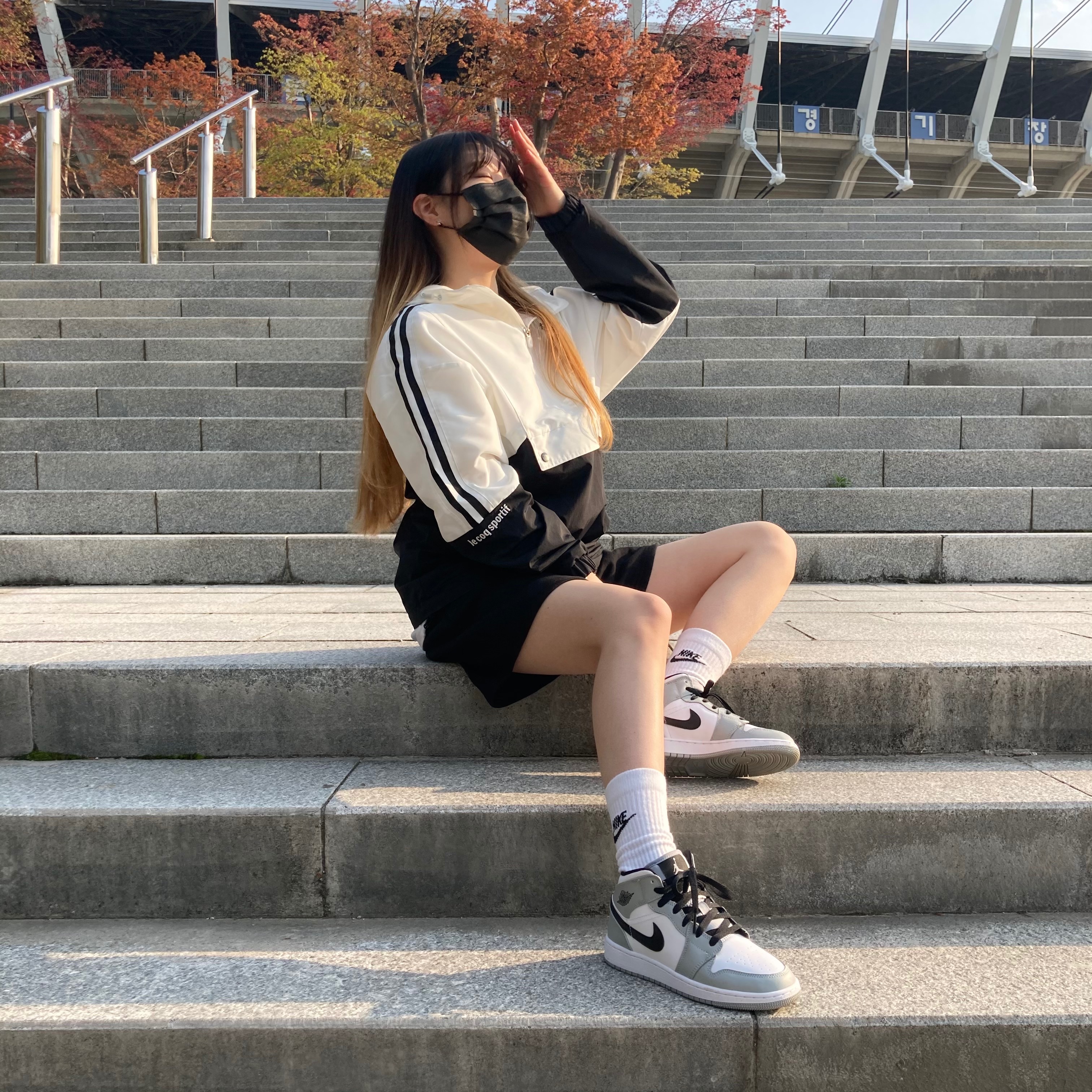 (GS) Jordan 1 Mid Light Smoke Grey 착용 스타일